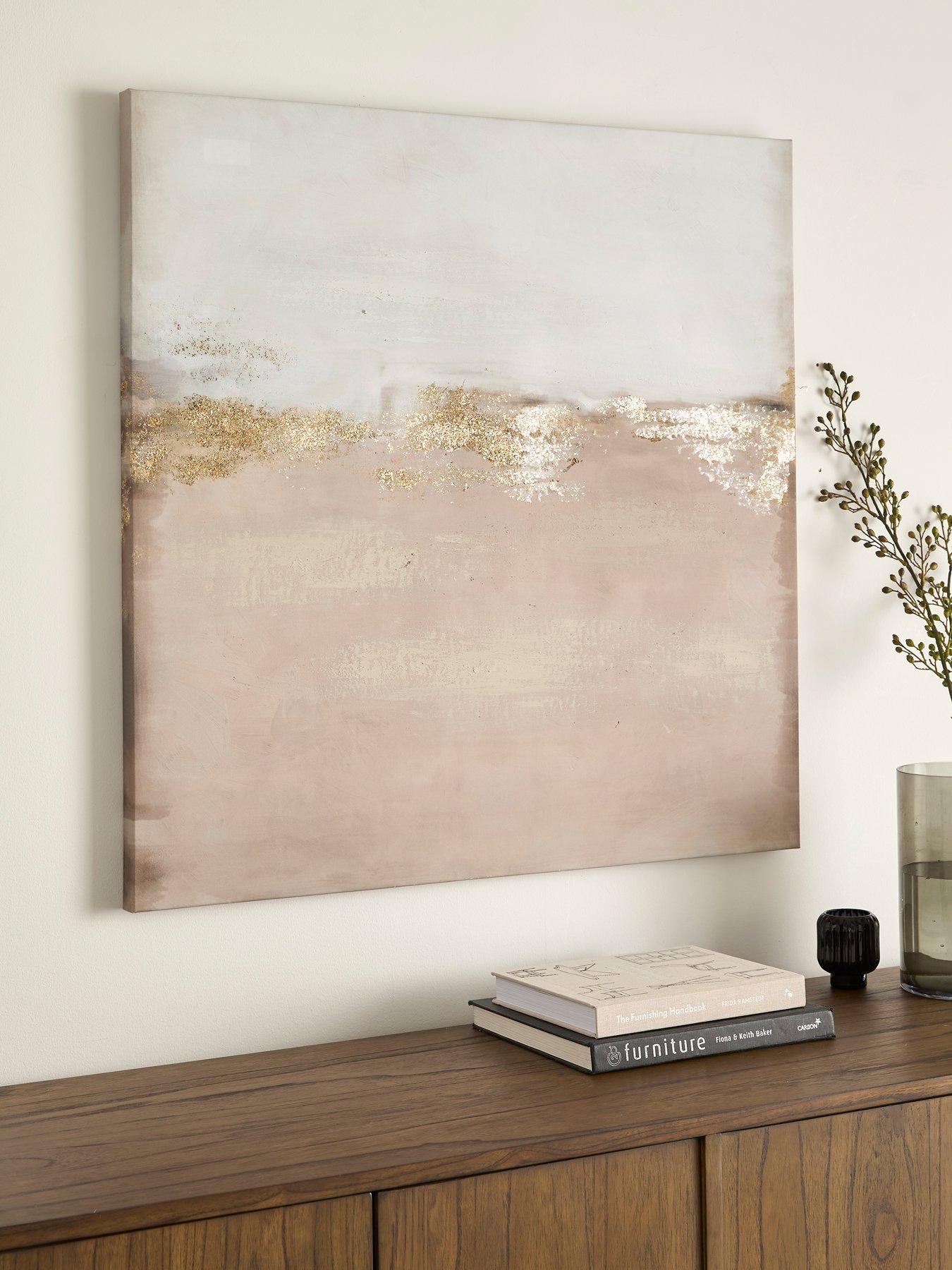 Product photograph of Very Home Abstract Gold Foil Hand-touched Printed Canvas from very.co.uk