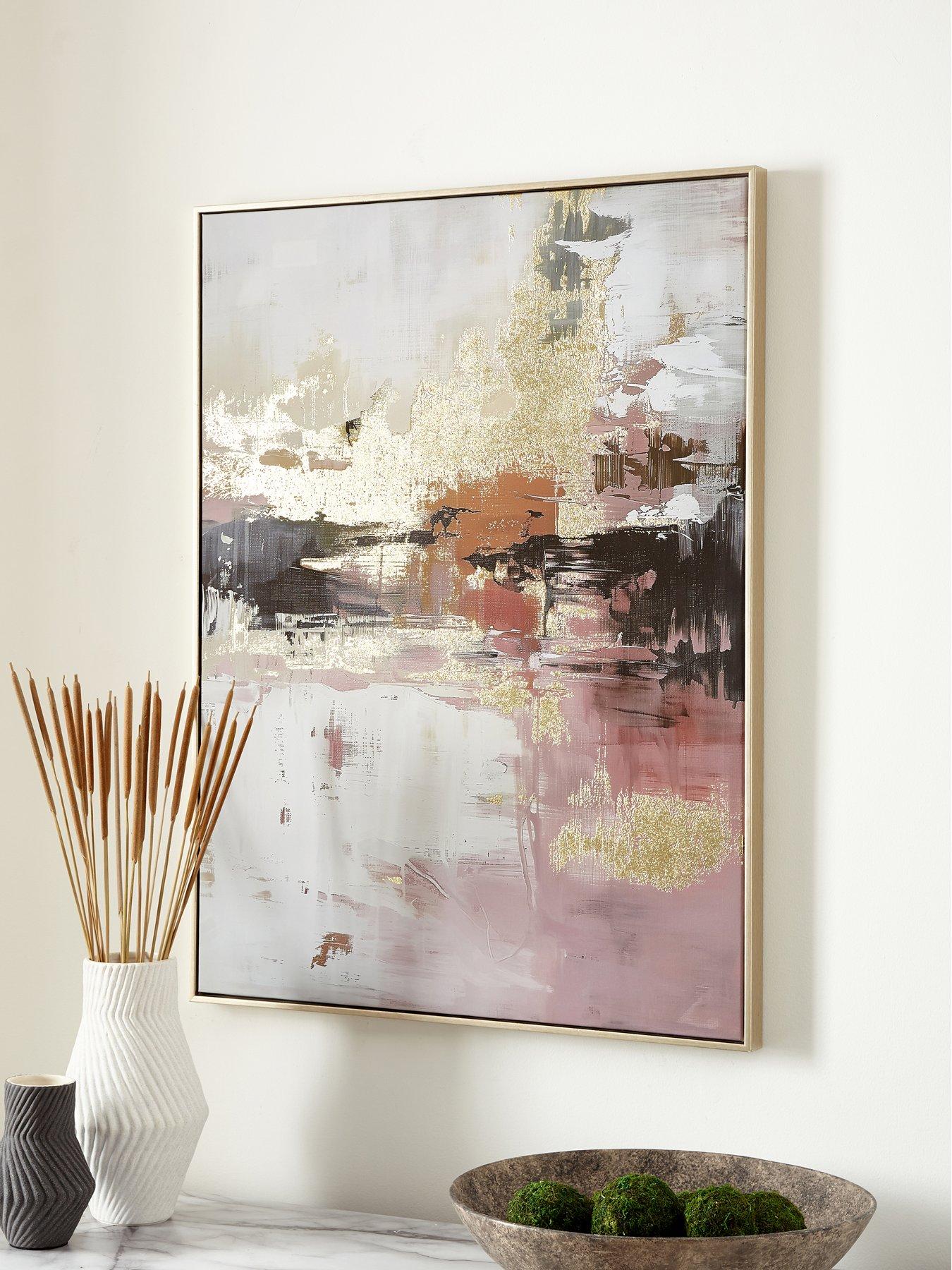 Very Home Smoked Abstract Gold Foil Printed Canvas Wall Art