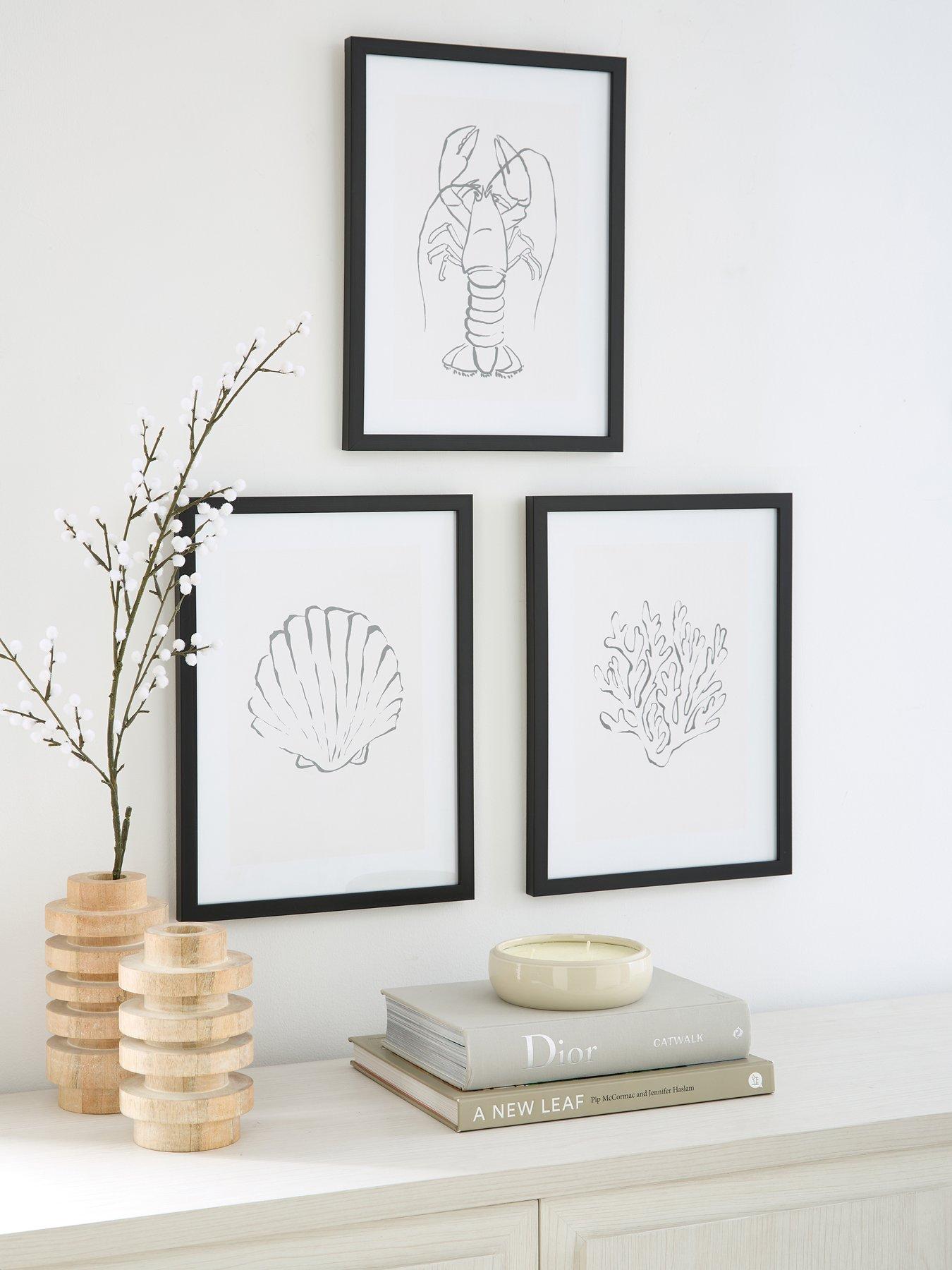 Very Home Set of 3 Framed Sea Shell Art Prints