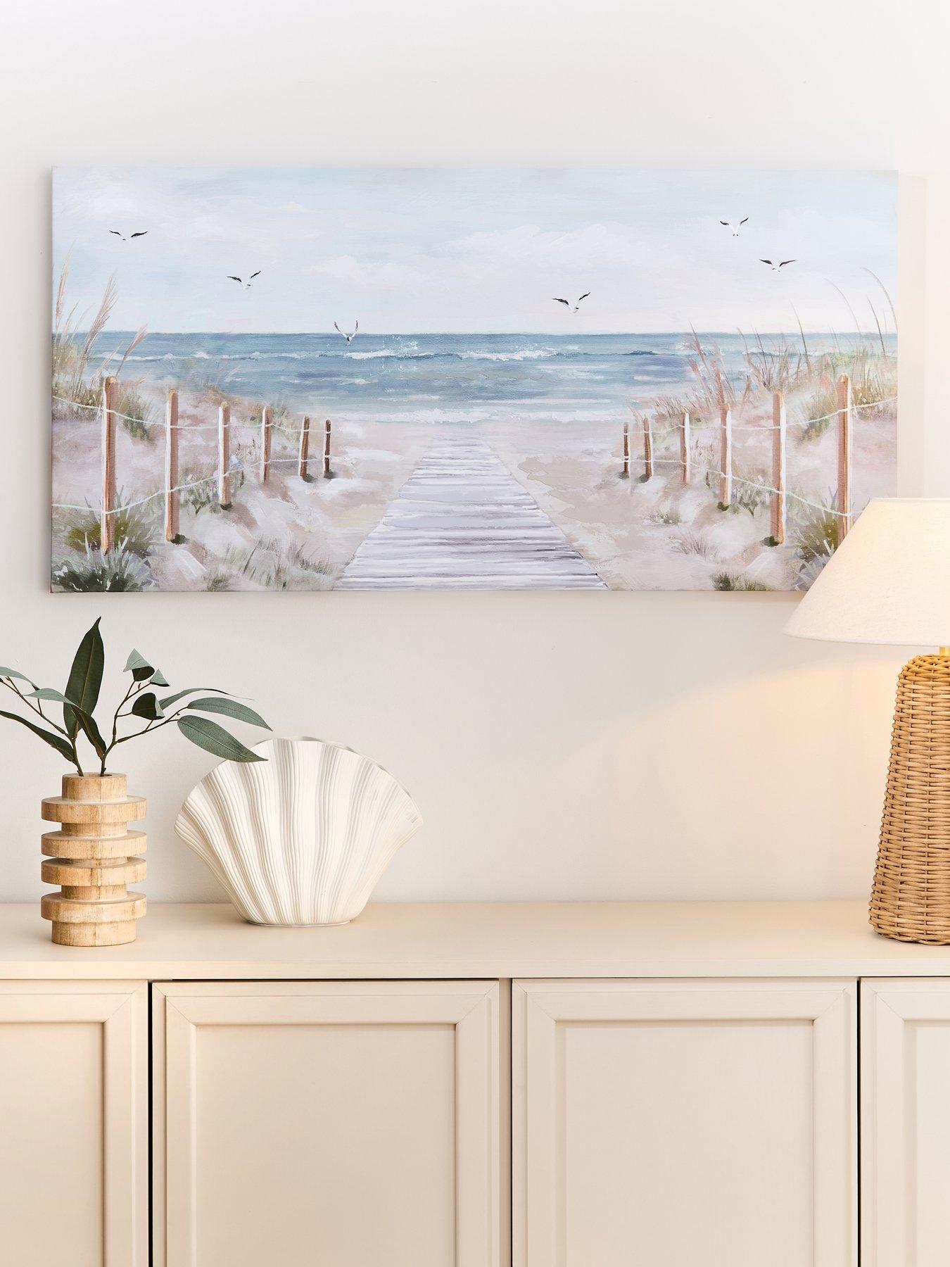 undefined Sandy beach printed canvas with hand paint 50x100cm
