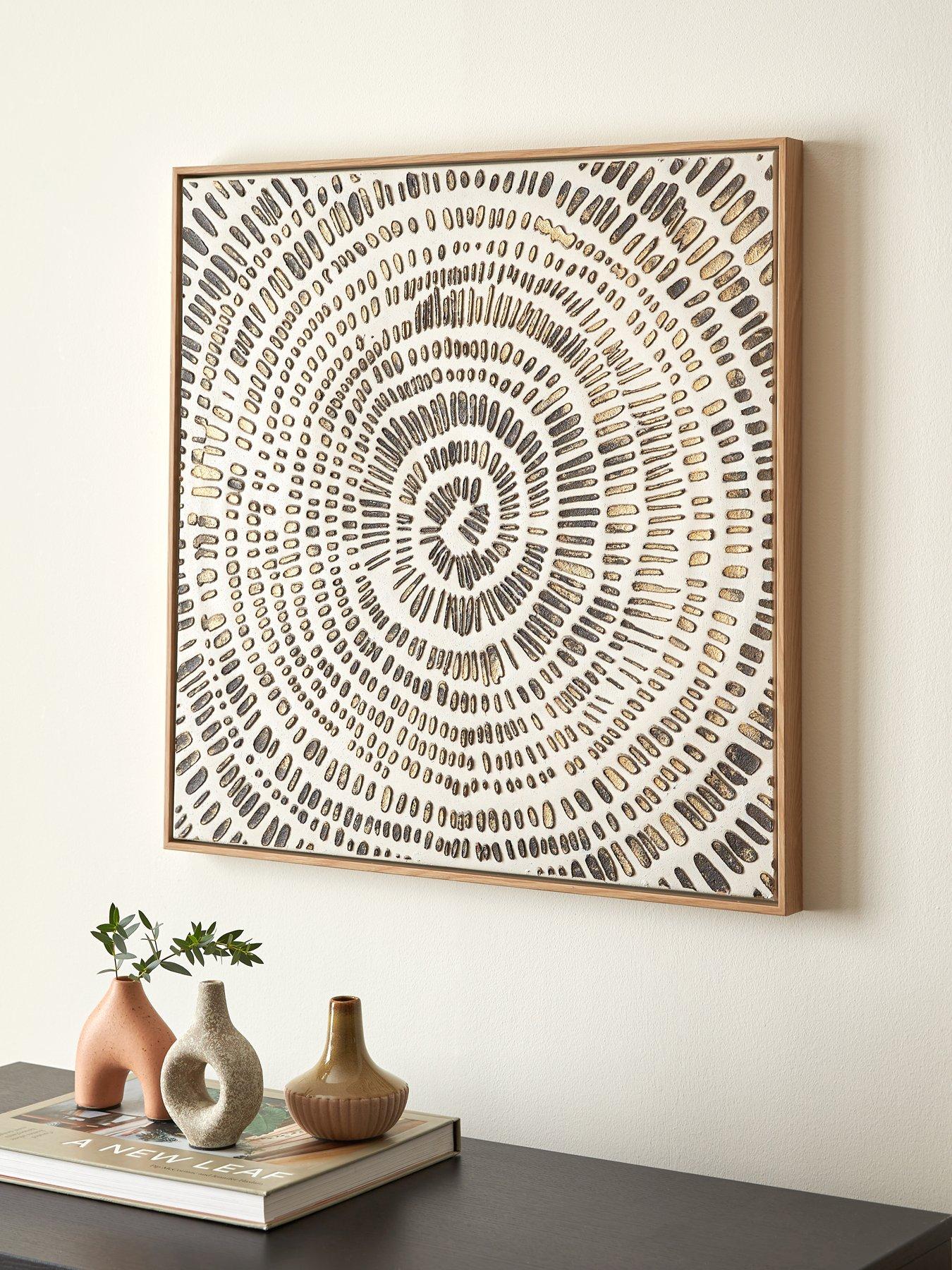 Product photograph of Very Home Hand Paint Spiral Dash Capped Canvas 60x60cm from very.co.uk