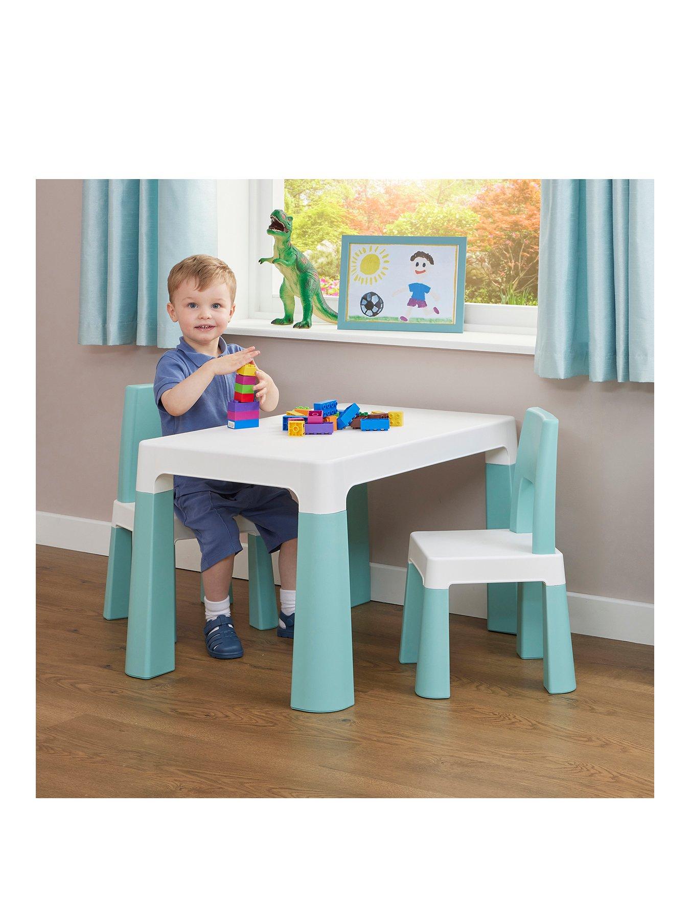 Product photograph of Liberty House Kids White Forest Green Height Adjustable Table And 2 Chair Set from very.co.uk