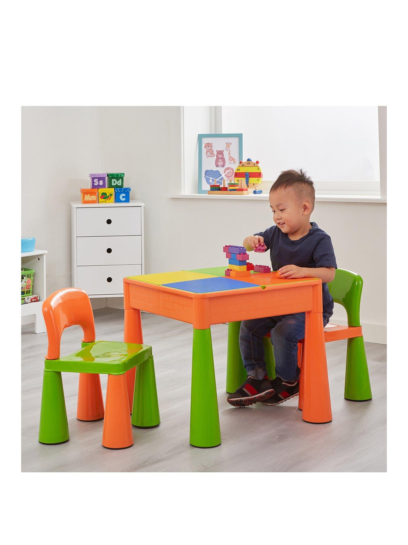 Product photograph of Liberty House 5-in-1 Green And Orange Multi-purpose Table And 2 Chair Set from very.co.uk