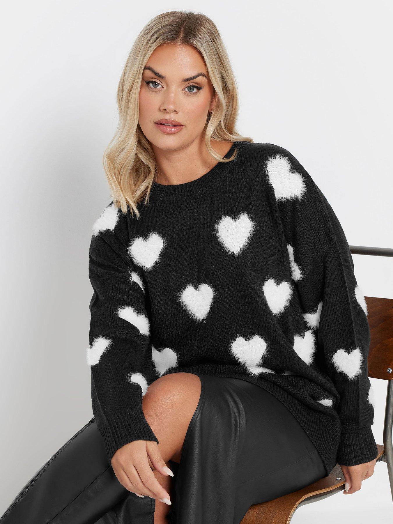 undefined Curve Fluffy Heart Jumper - Black