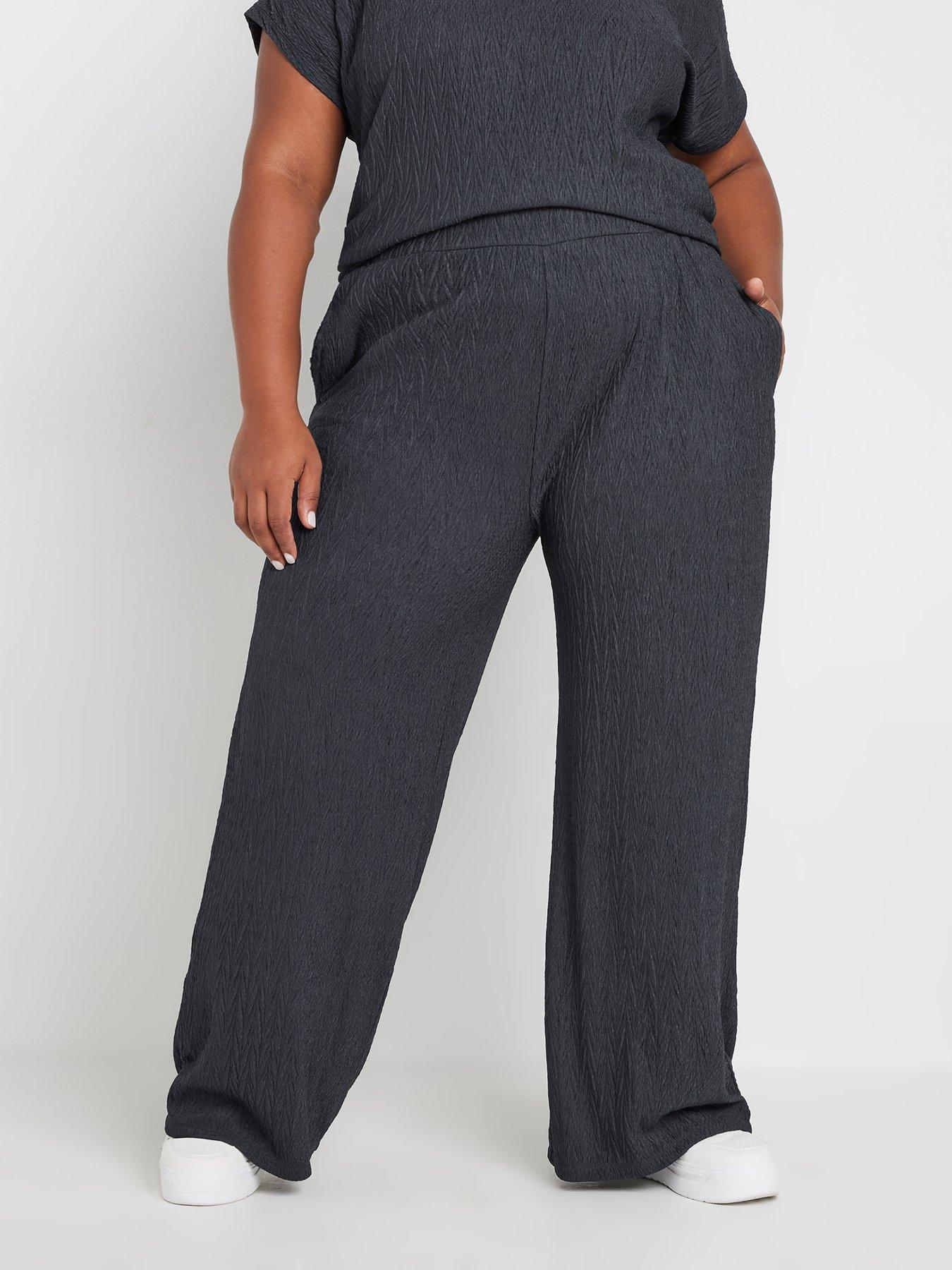 undefined Curve Crinkle Plisse Trouser - Grey