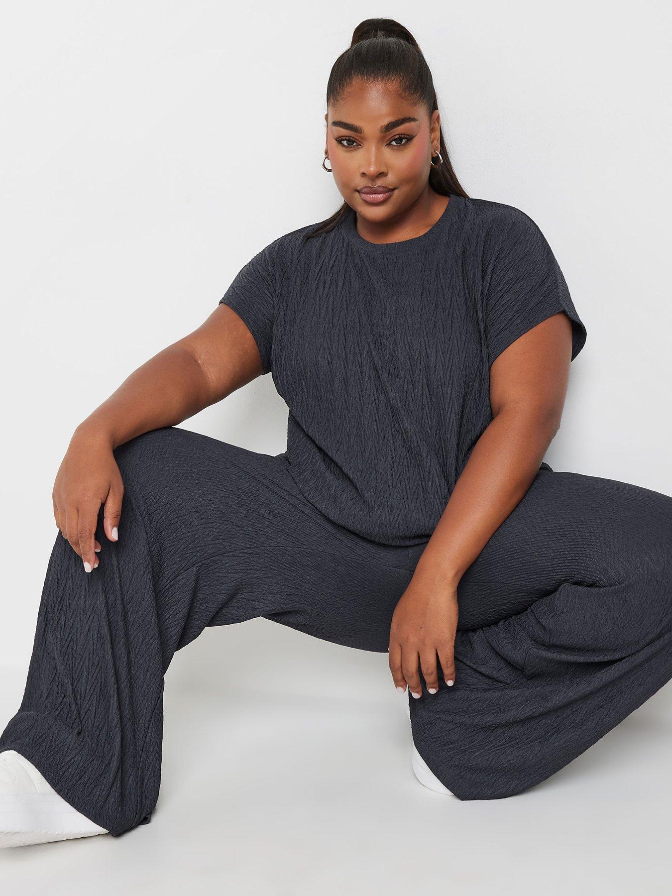 Image 3 of 4 of Yours Curve Crinkle Plisse Trouser - Grey