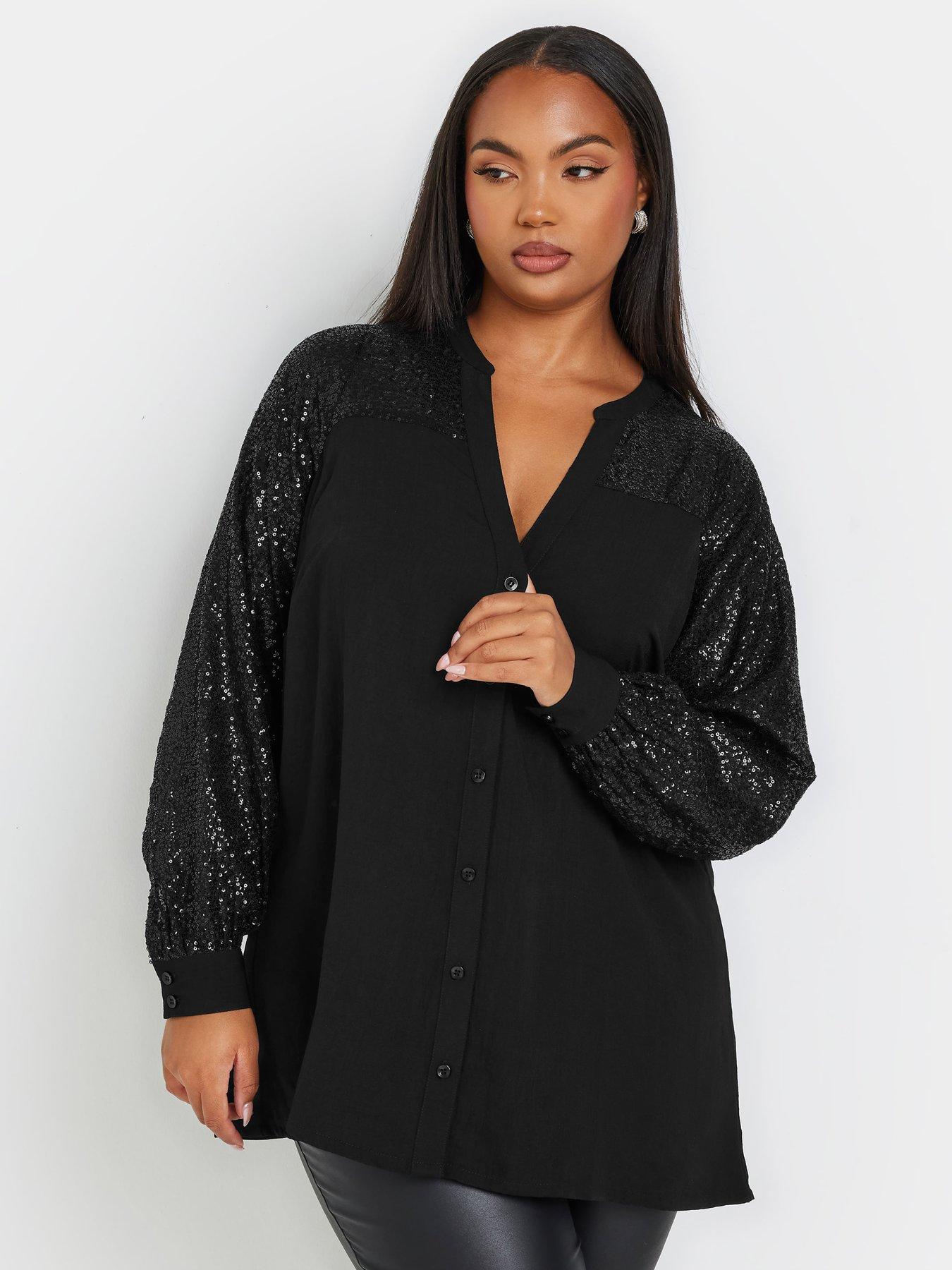 Sequin blouse black on sale