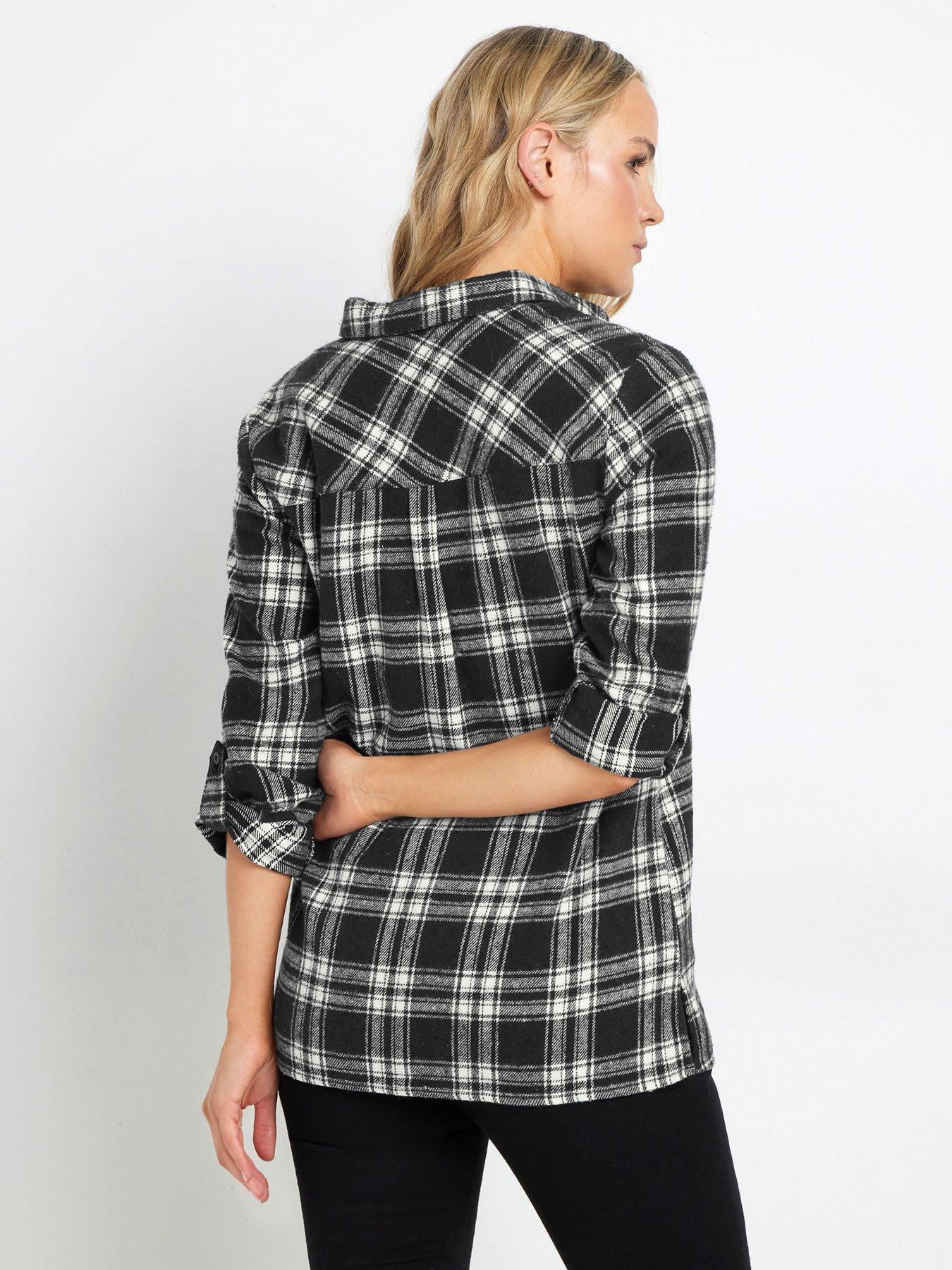 Image 2 of 4 of Long Tall Sally Tall Check Shirt - Black