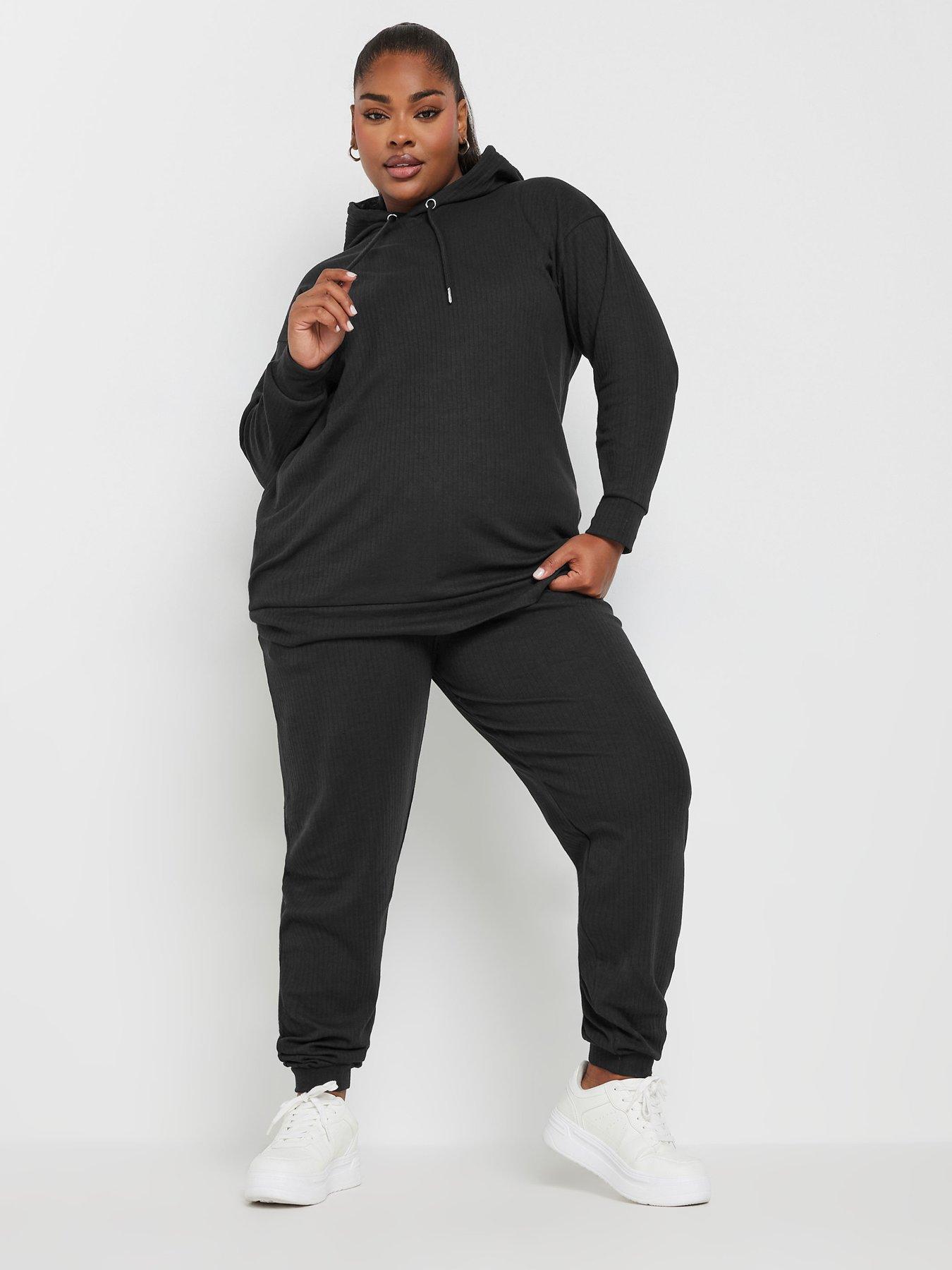 Black ribbed hoodie sale