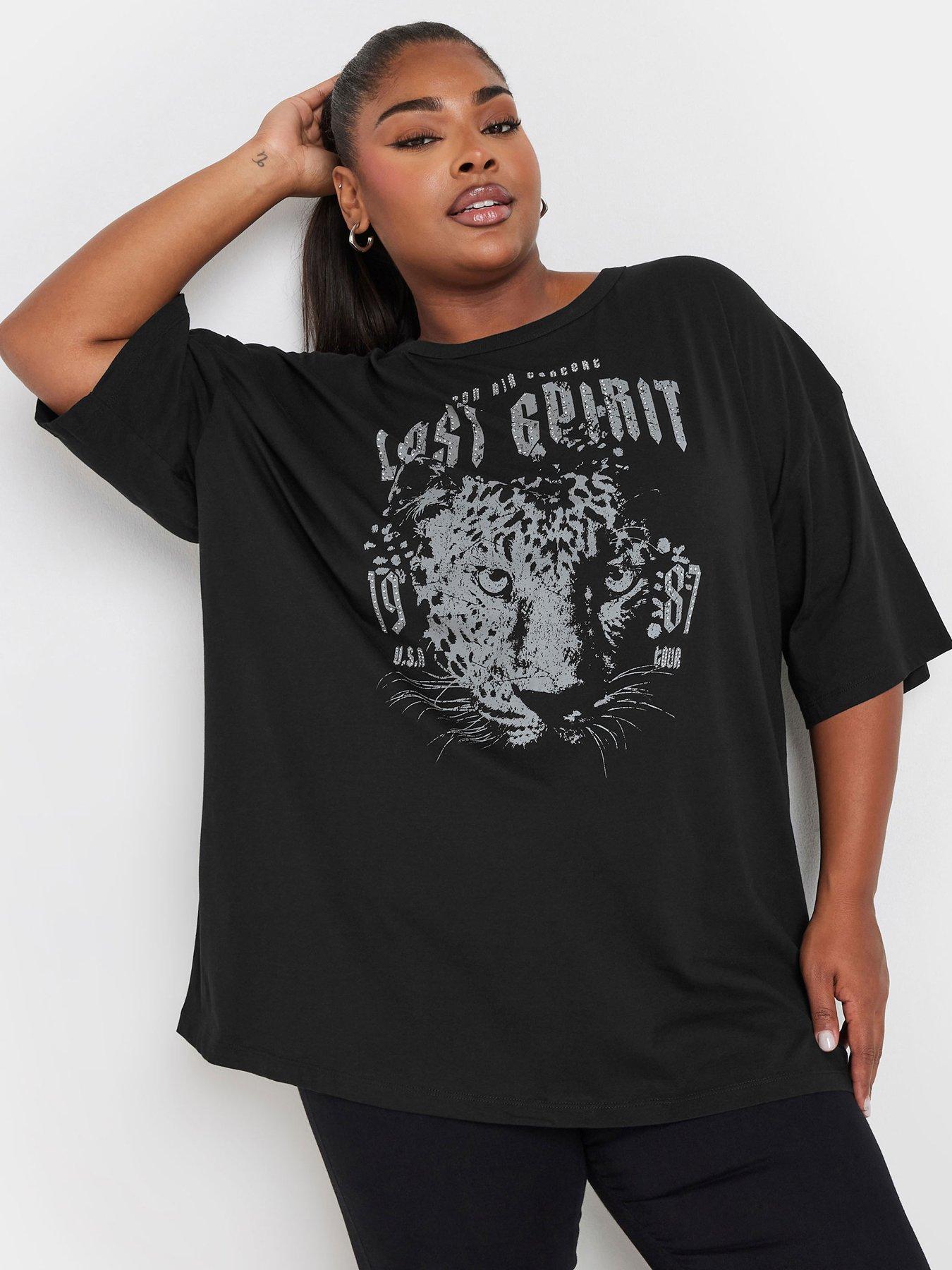 undefined Curve Studded Boxy Tee - Black