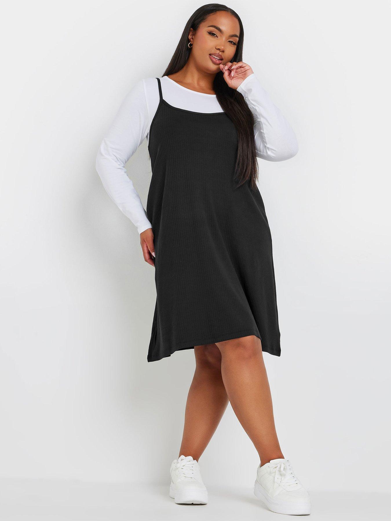 Plus size black pinafore hotsell