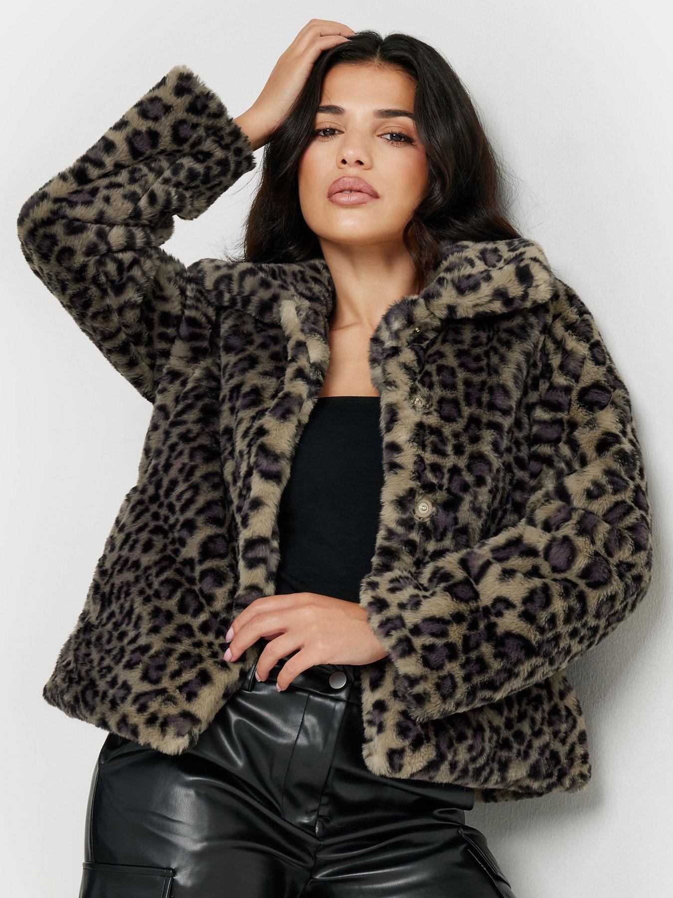 undefined Petite Animal Faux Fur Coat - Brown