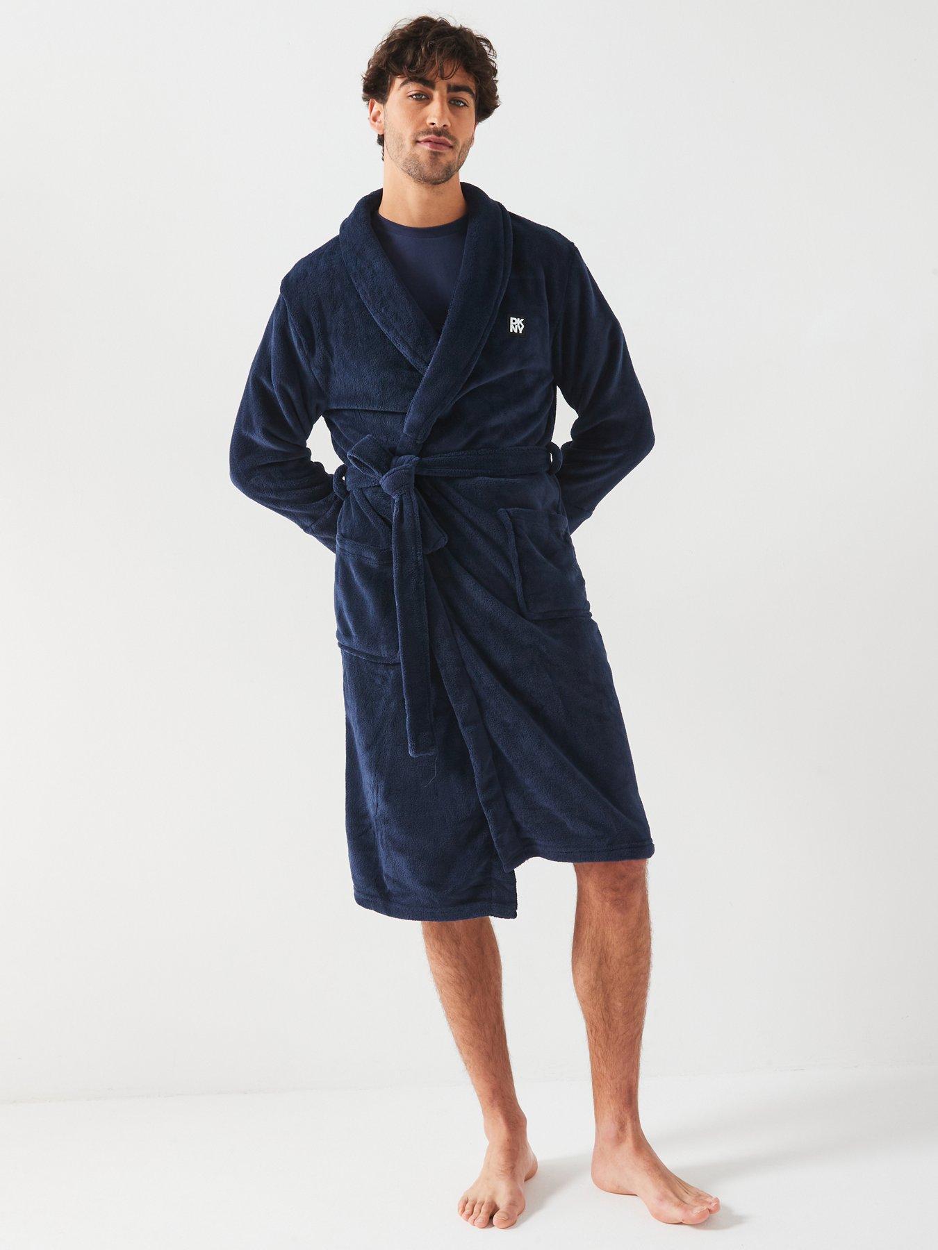 Image 3 of 4 of DKNY Panda Fleece Lined Robe - Navy