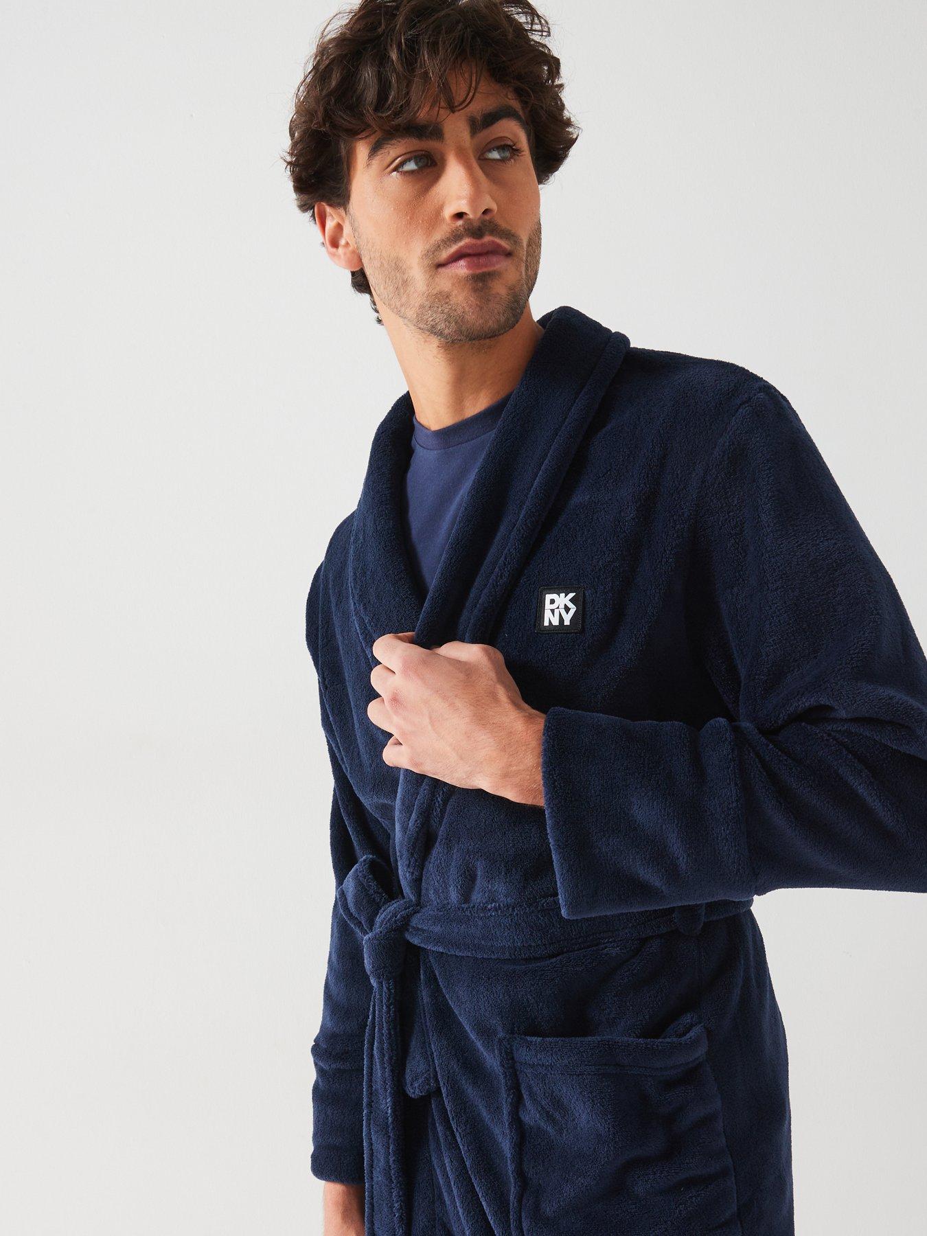 Image 4 of 4 of DKNY Panda Fleece Lined Robe - Navy