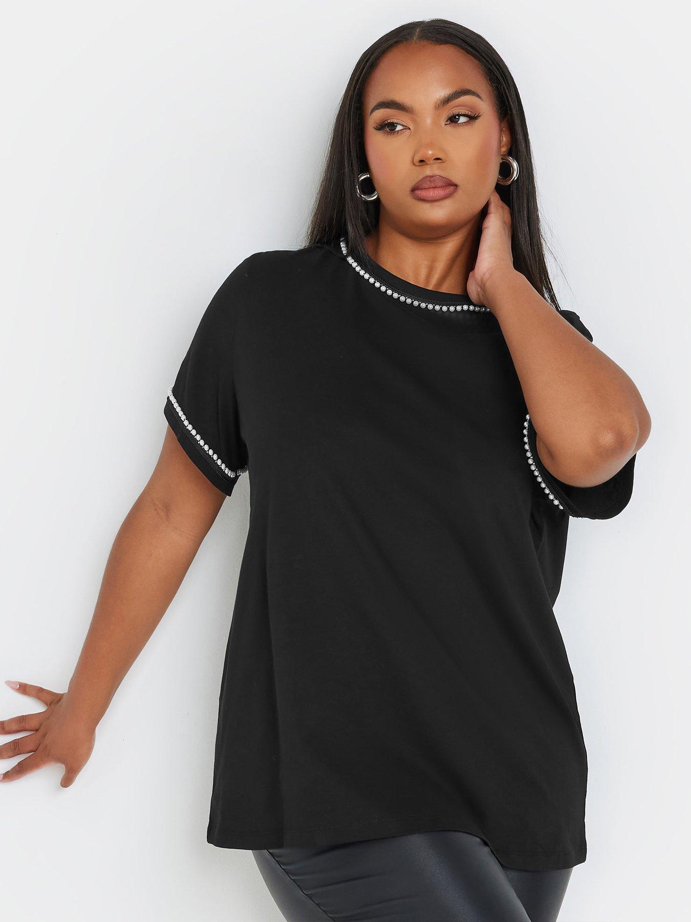 Black Pearl Decor 3/4 Sleeve Crew Neck T Shirt main image 0