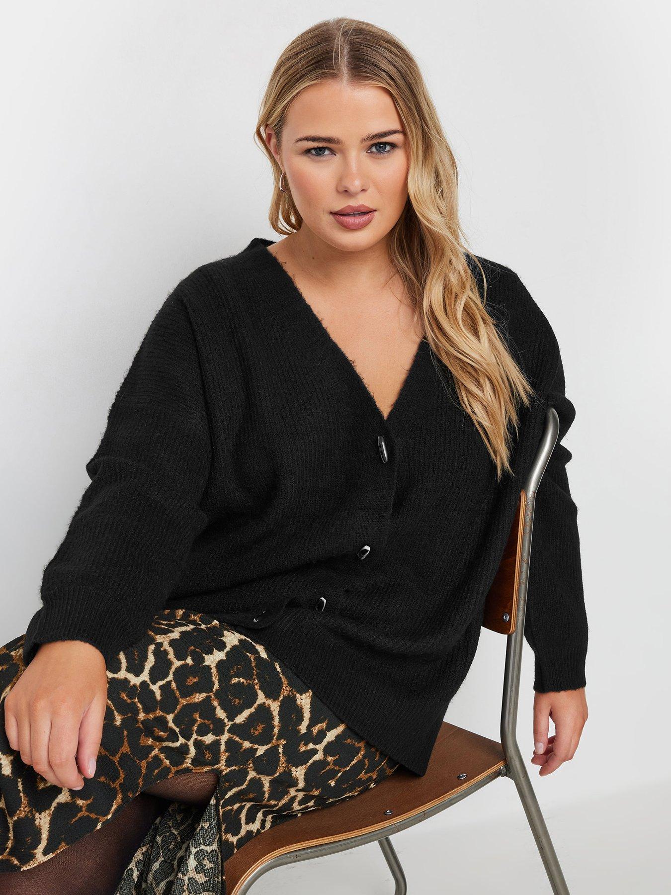 undefined Curve Button Through Cardigan - Black