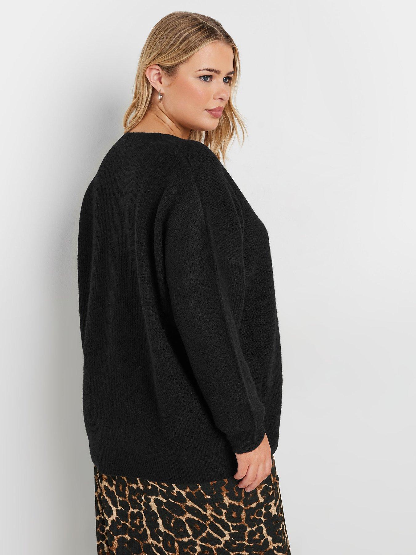 Image 2 of 4 of Yours Curve Button Through Cardigan - Black