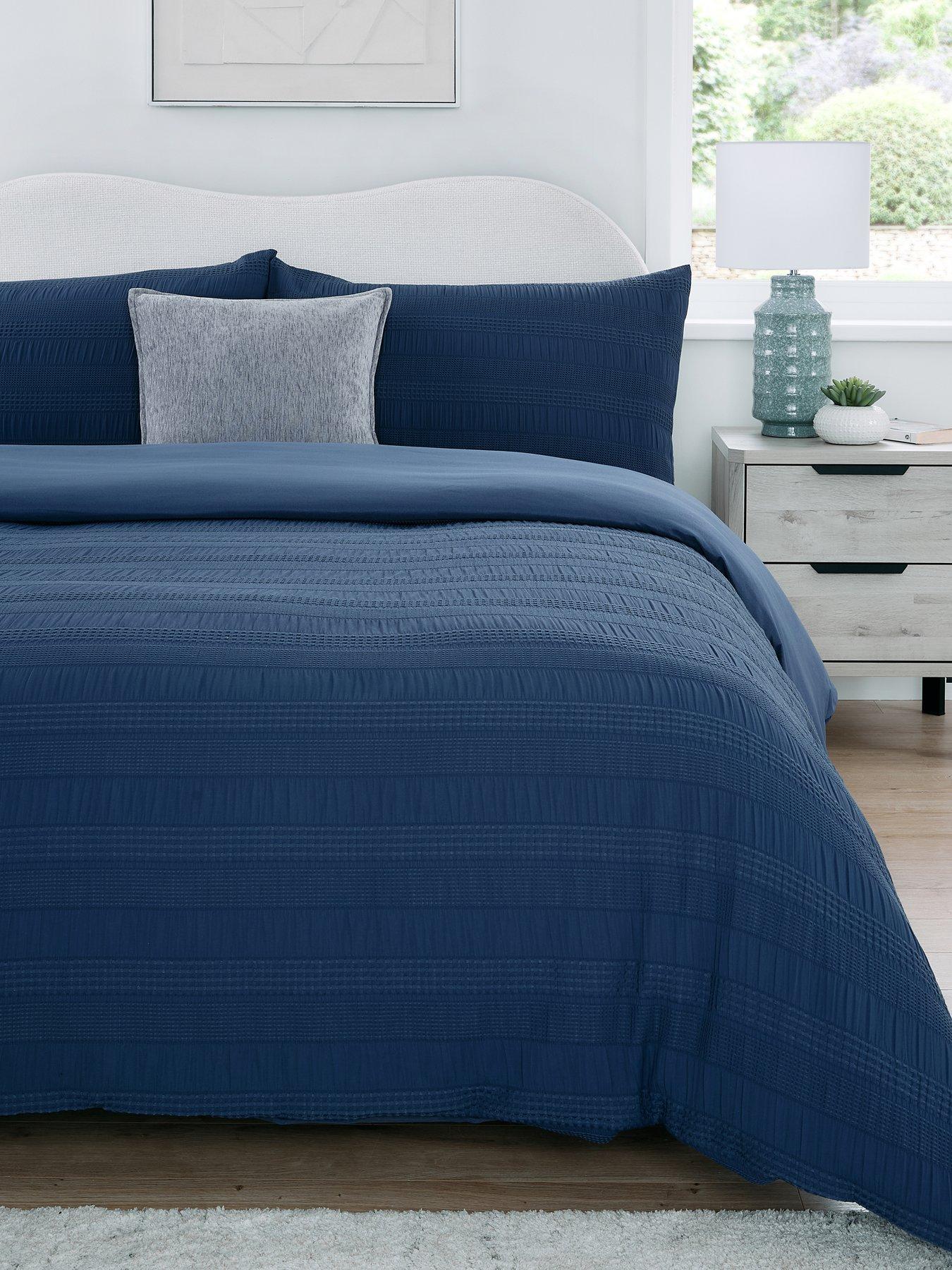 undefined Dalston Waffle Seersucker Stripe Duvet Cover Set