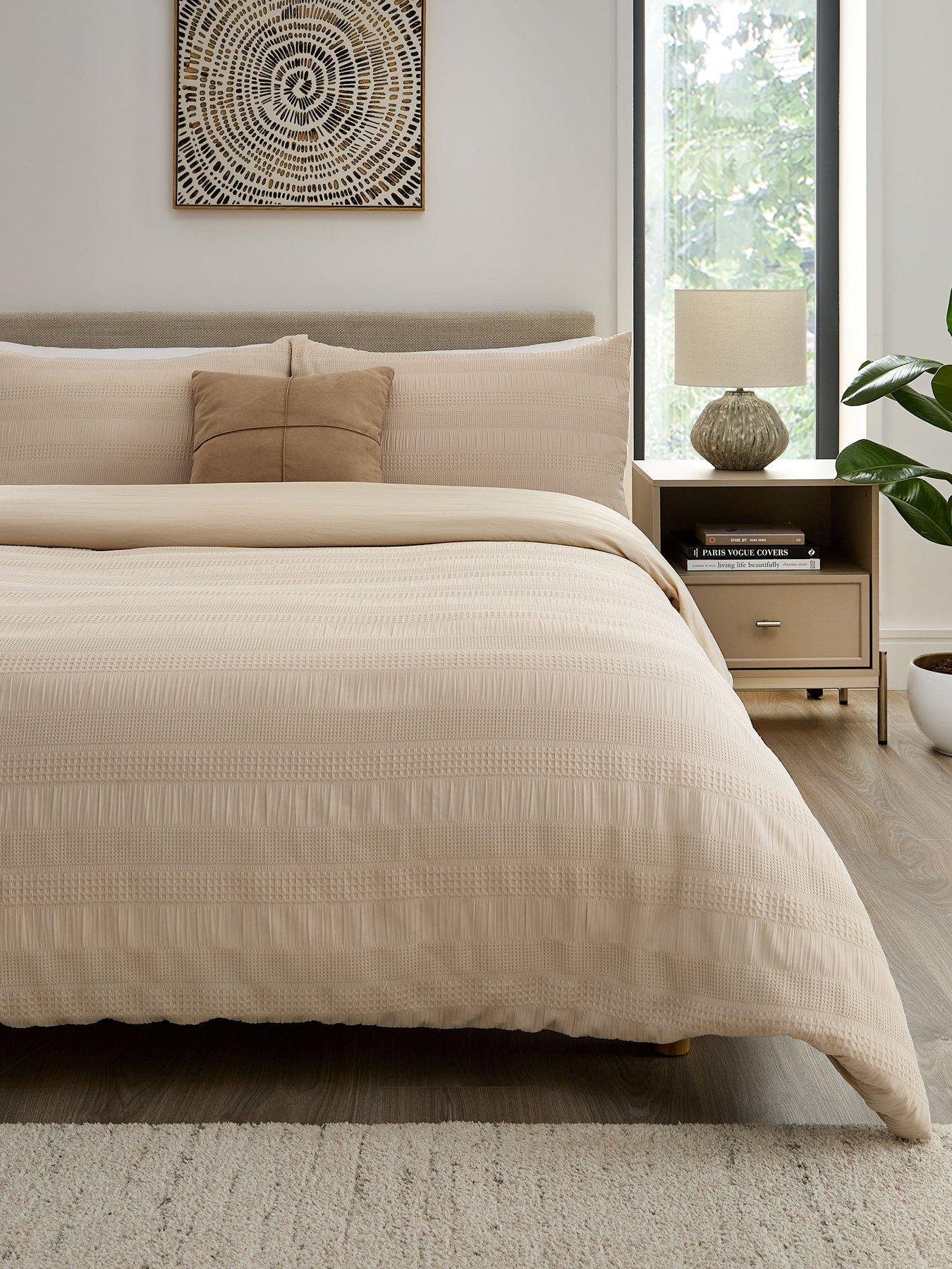 undefined Dalston Waffle Seersucker Stripe Duvet Cover Set