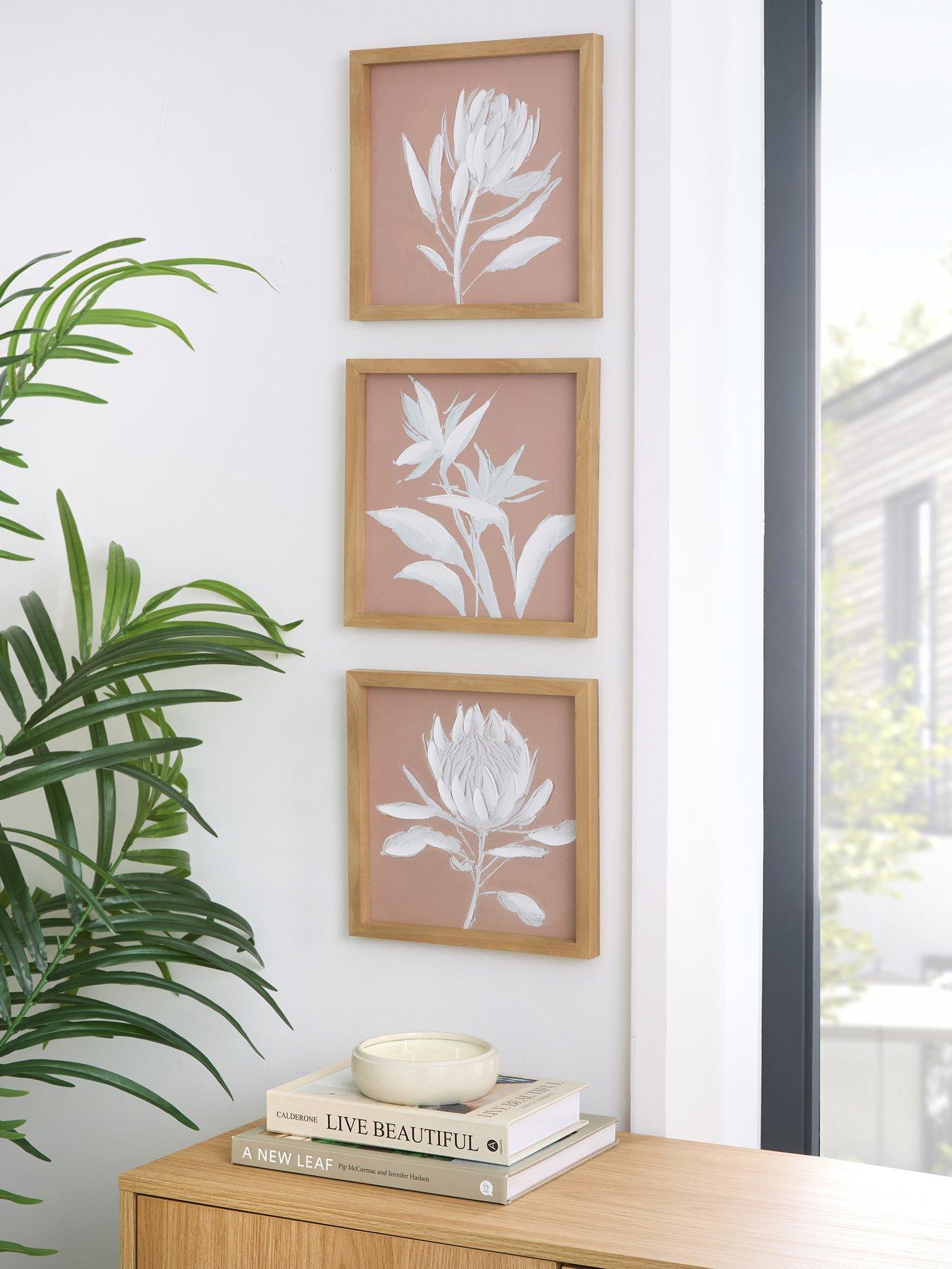 Product photograph of Very Home Floral Set Of 3 Capped Canvases from very.co.uk