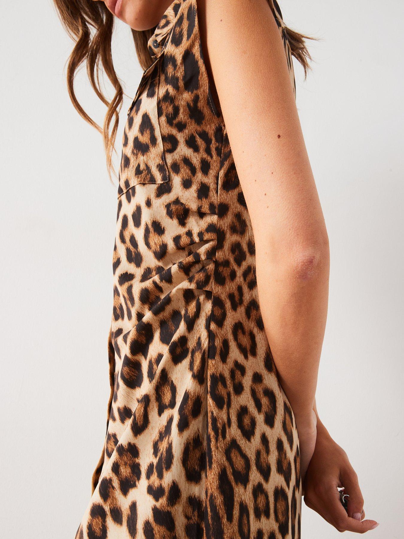 Mango Leopard Print Shirt Mini Dress - Brown | Very