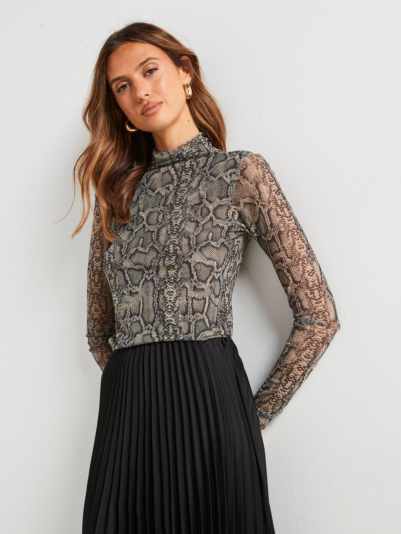 undefined Snake Print Top - Grey