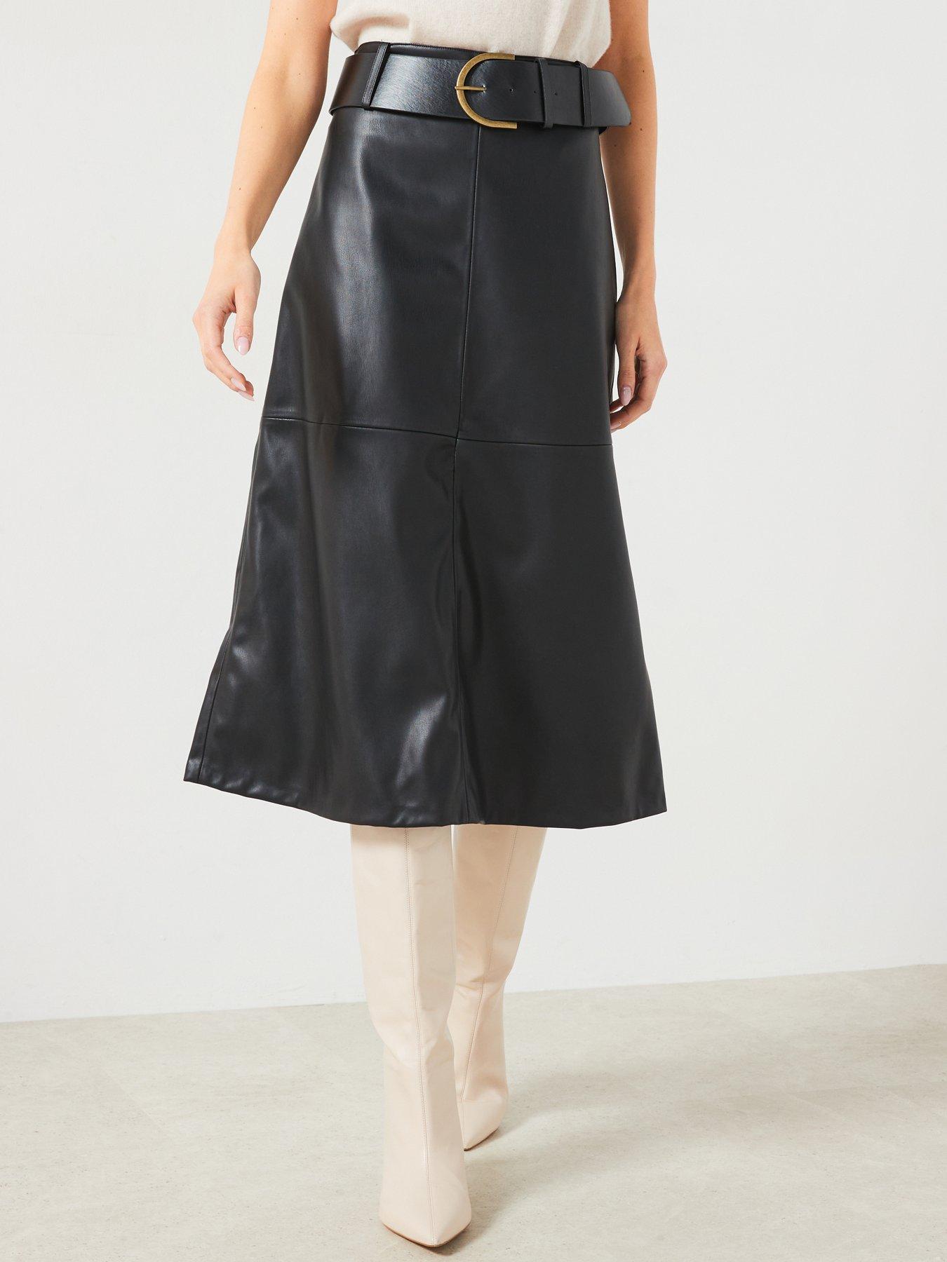 Mango Leather effect Midi skirt Very