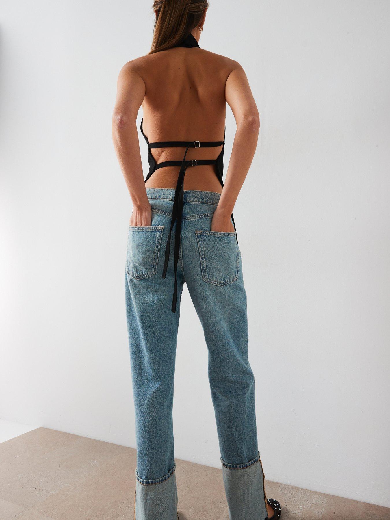 Image 2 of 5 of Mango Open Back Halter Top - Black