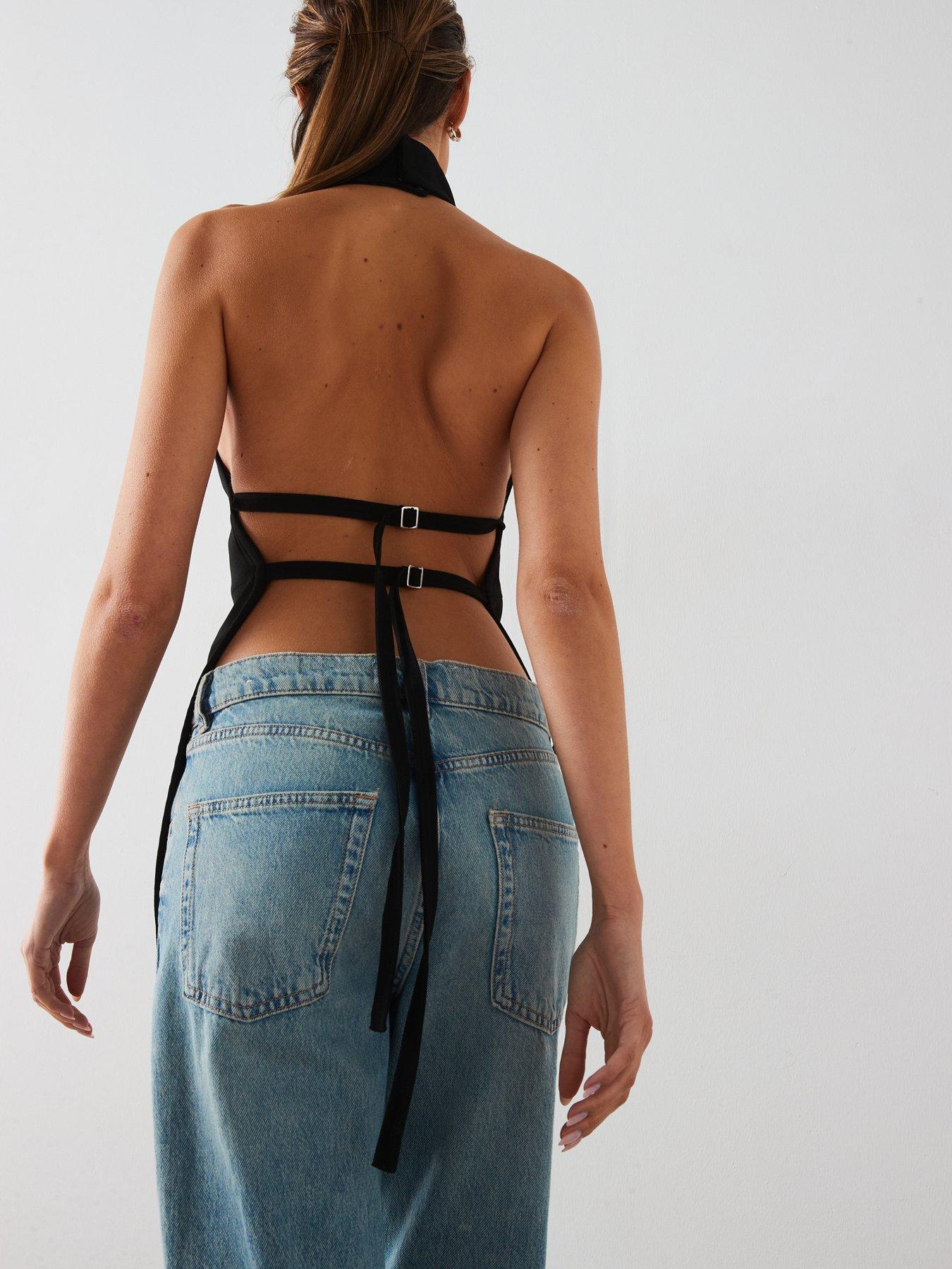 Image 5 of 5 of Mango Open Back Halter Top - Black