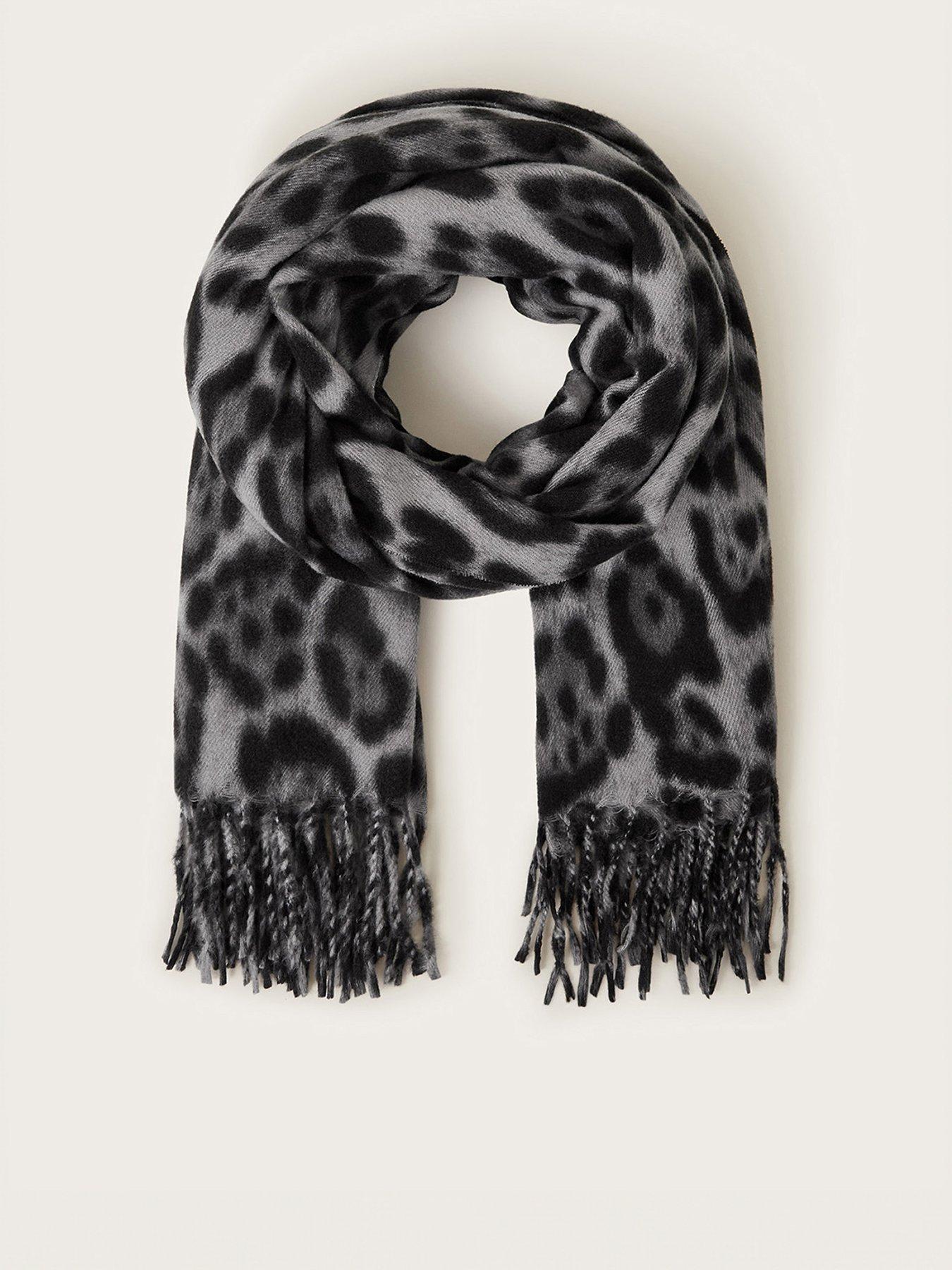 Image 1 of 2 of Monsoon Lottie Leopard Scarf - Grey