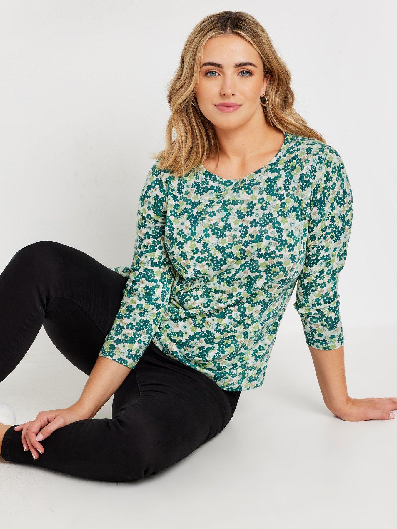 Image 1 of 4 of M&Co 3/4 Sleeve Crew Neck T-shirt - Green