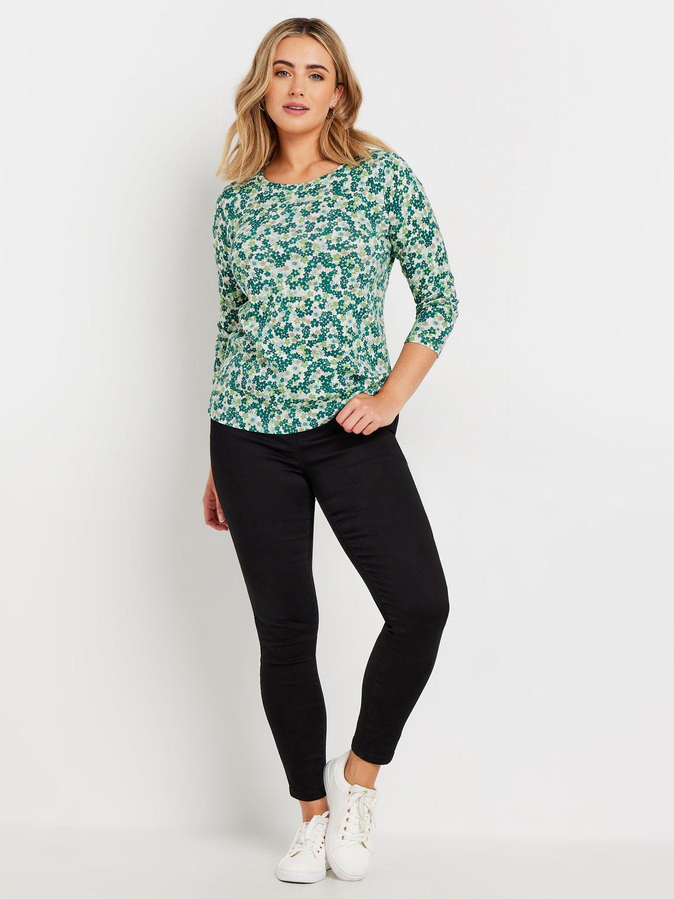 Image 3 of 4 of M&Co 3/4 Sleeve Crew Neck T-shirt - Green