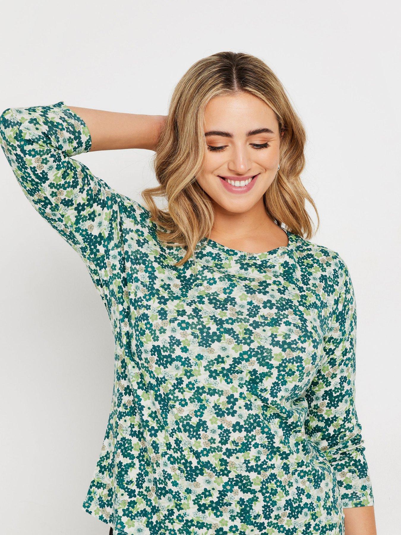 Image 4 of 4 of M&Co 3/4 Sleeve Crew Neck T-shirt - Green