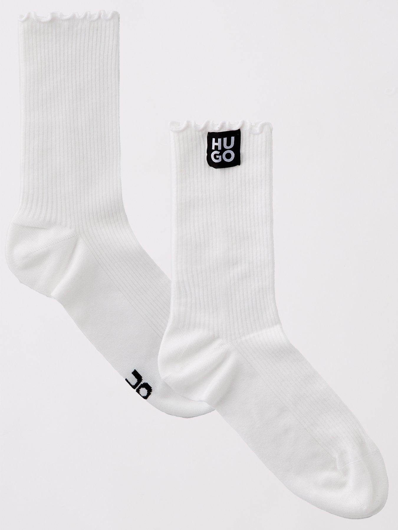 undefined Frilled Patch Logo Ankle Socks - White