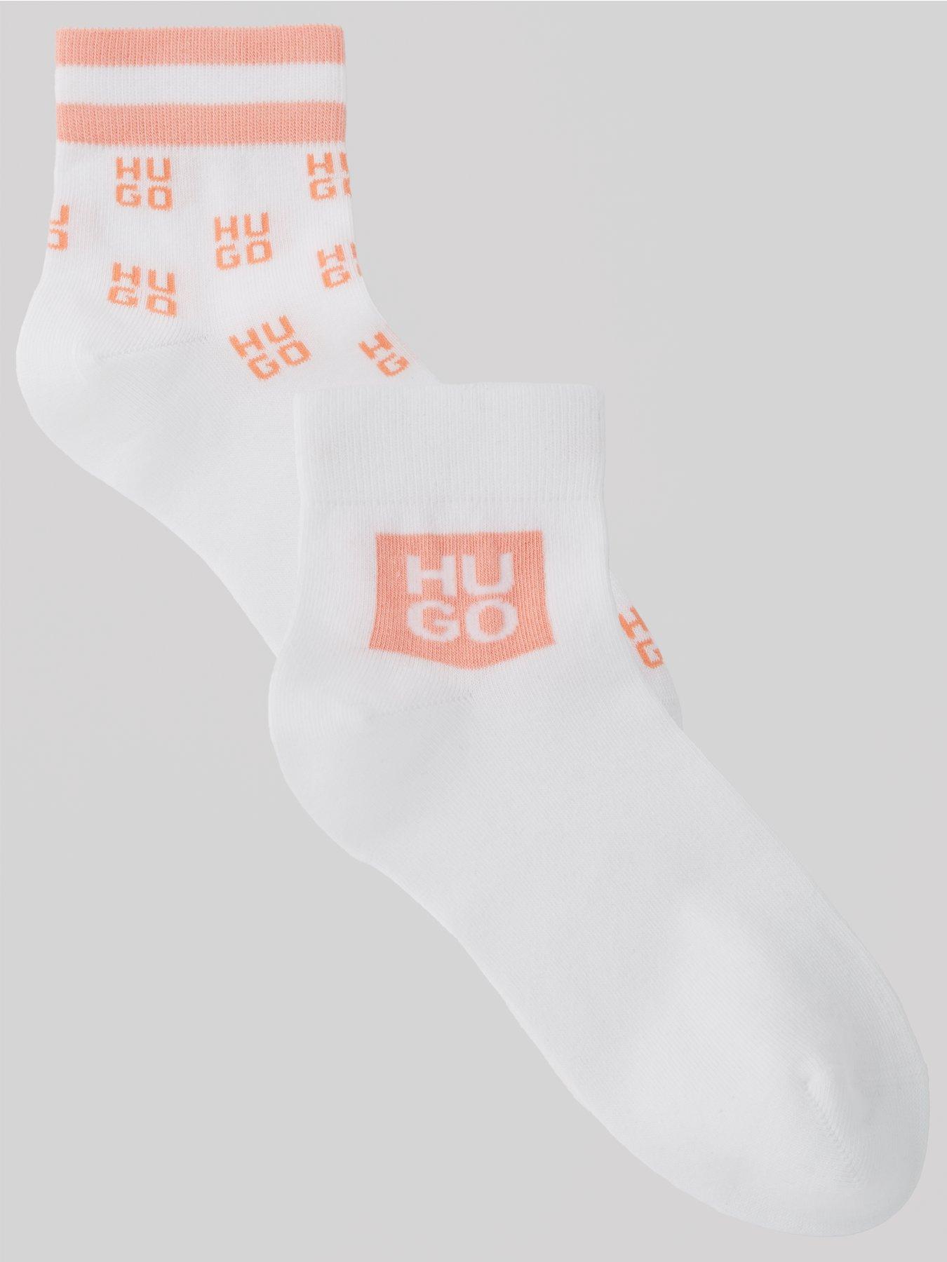 undefined 2 Pack of Stacked Logo Ankle Socks - Pink