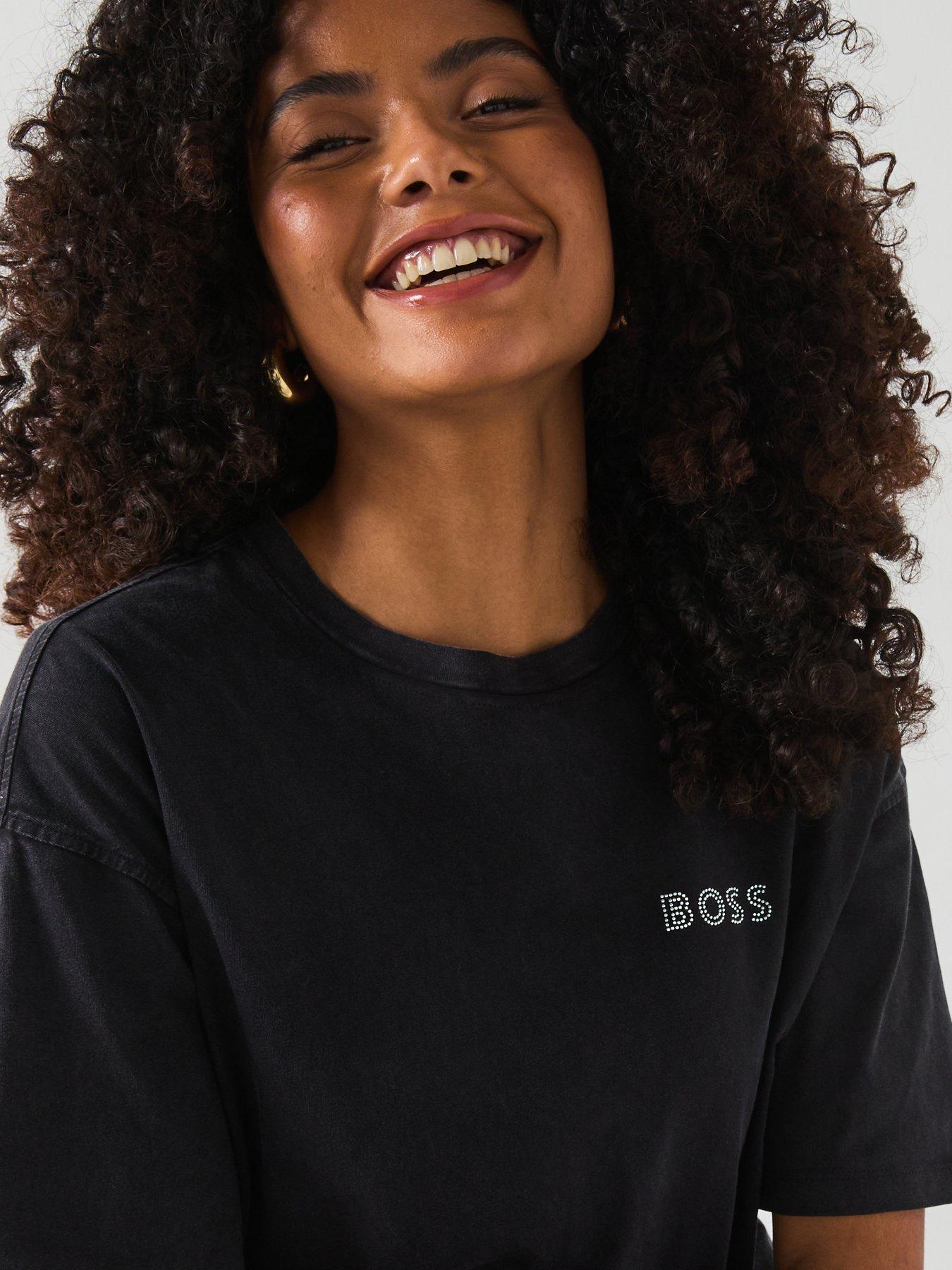 Image 5 of 6 of BOSS Evi Embellished Logo T-shirt - Black