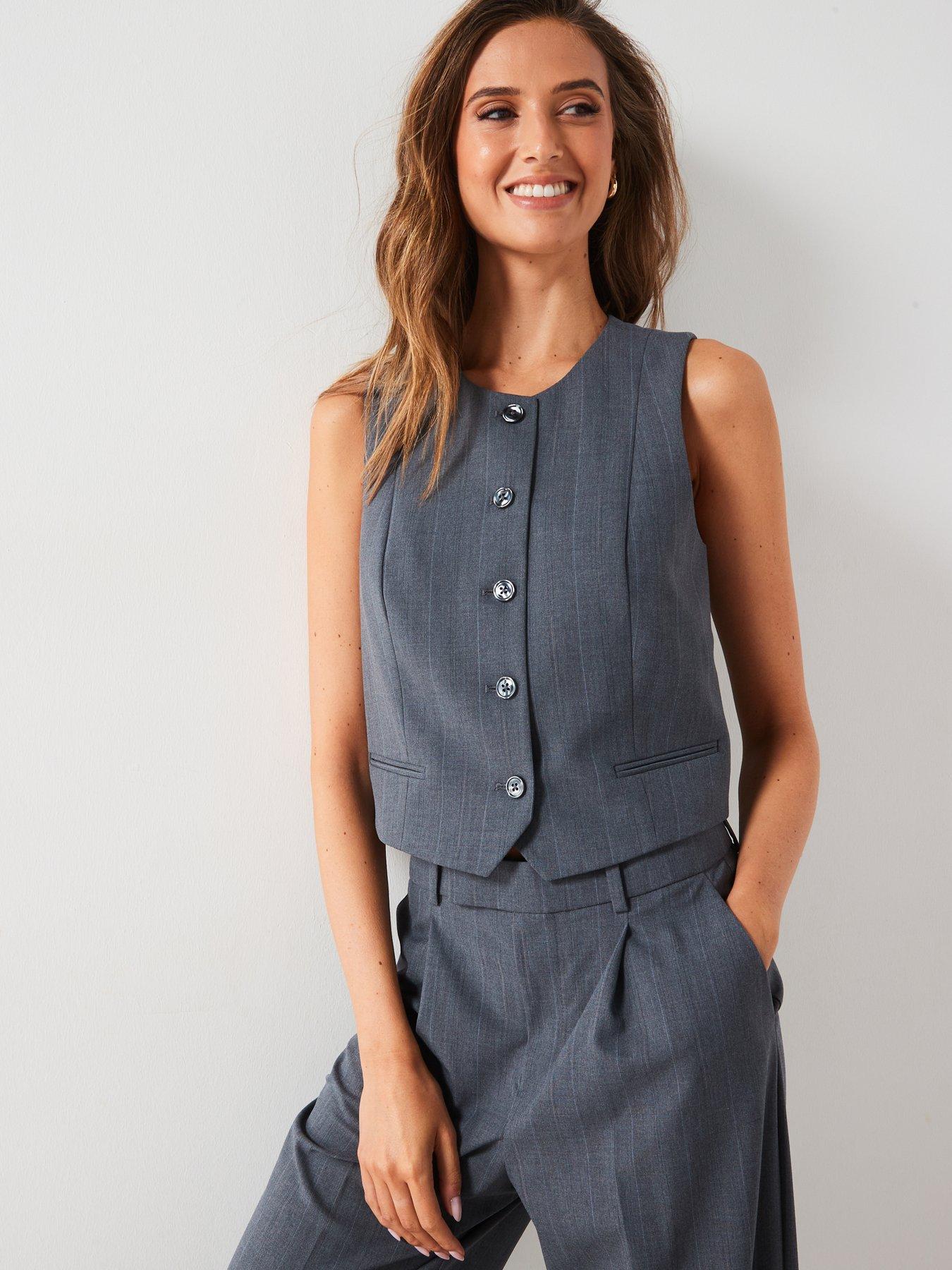 Mango Button Pin Stripe Tailored Waistcoat Co Ord