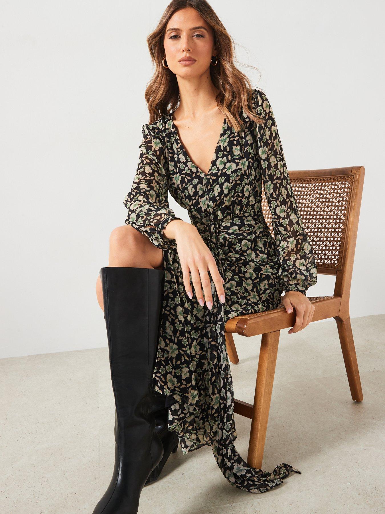 mango printed chiffon dress MANGO - Floral-print chiffon dress red