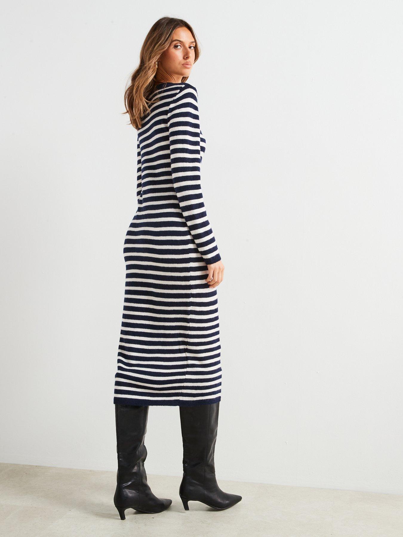 mango striped jersey dress Mango Striped Jersey Dress Black