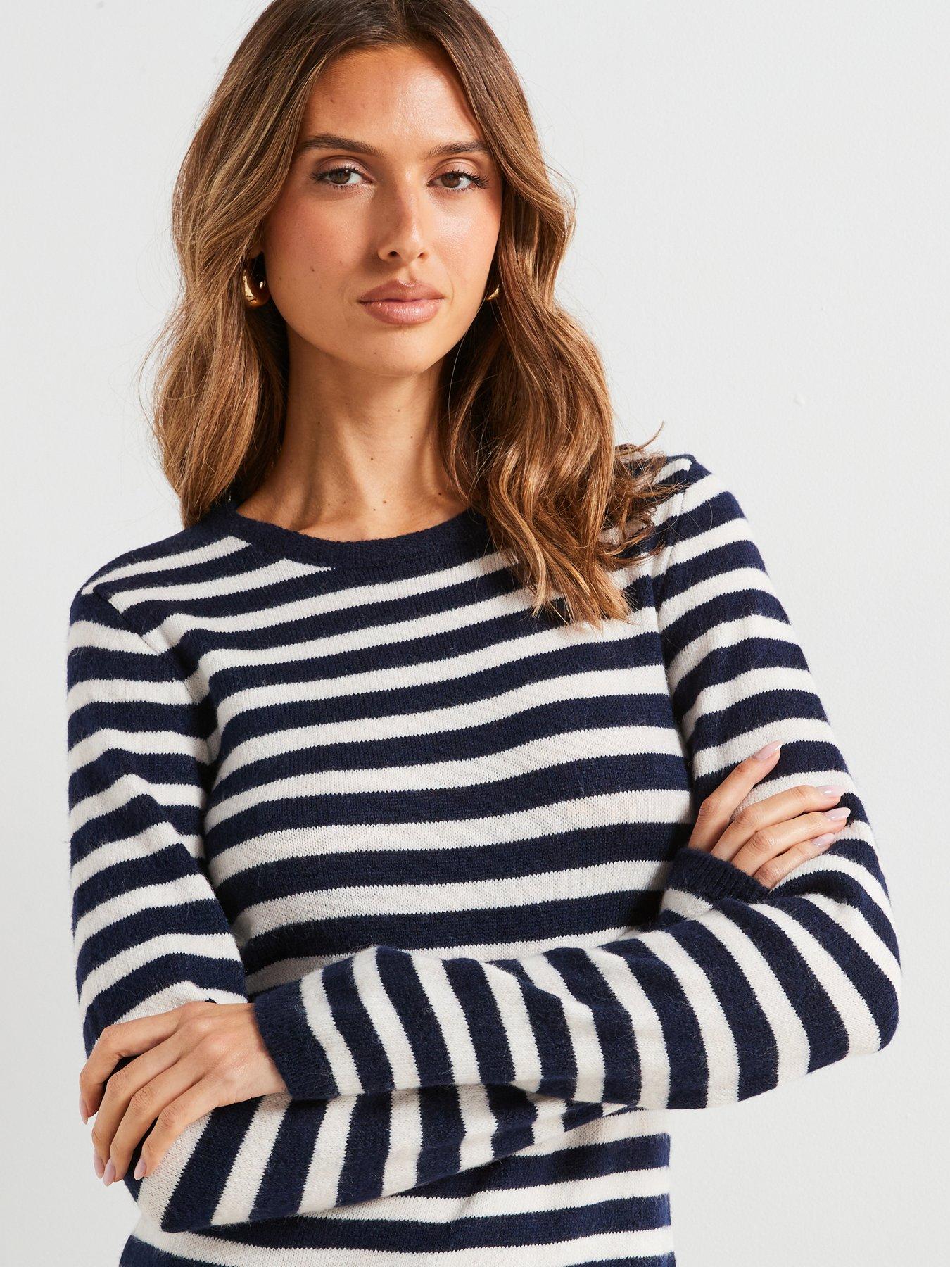 Mango Striped Jersey Dress - Navy | Very
