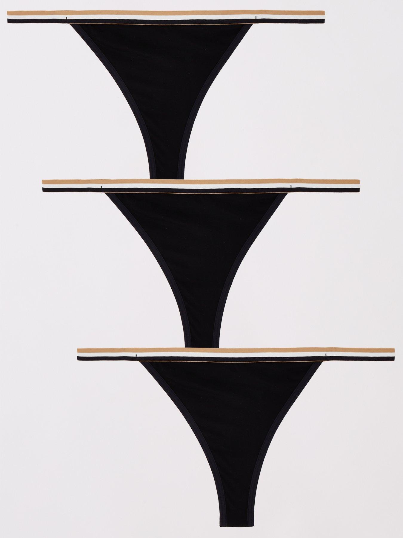 Image 1 of 4 of BOSS 3 Pack of String Lace Thongs - Black