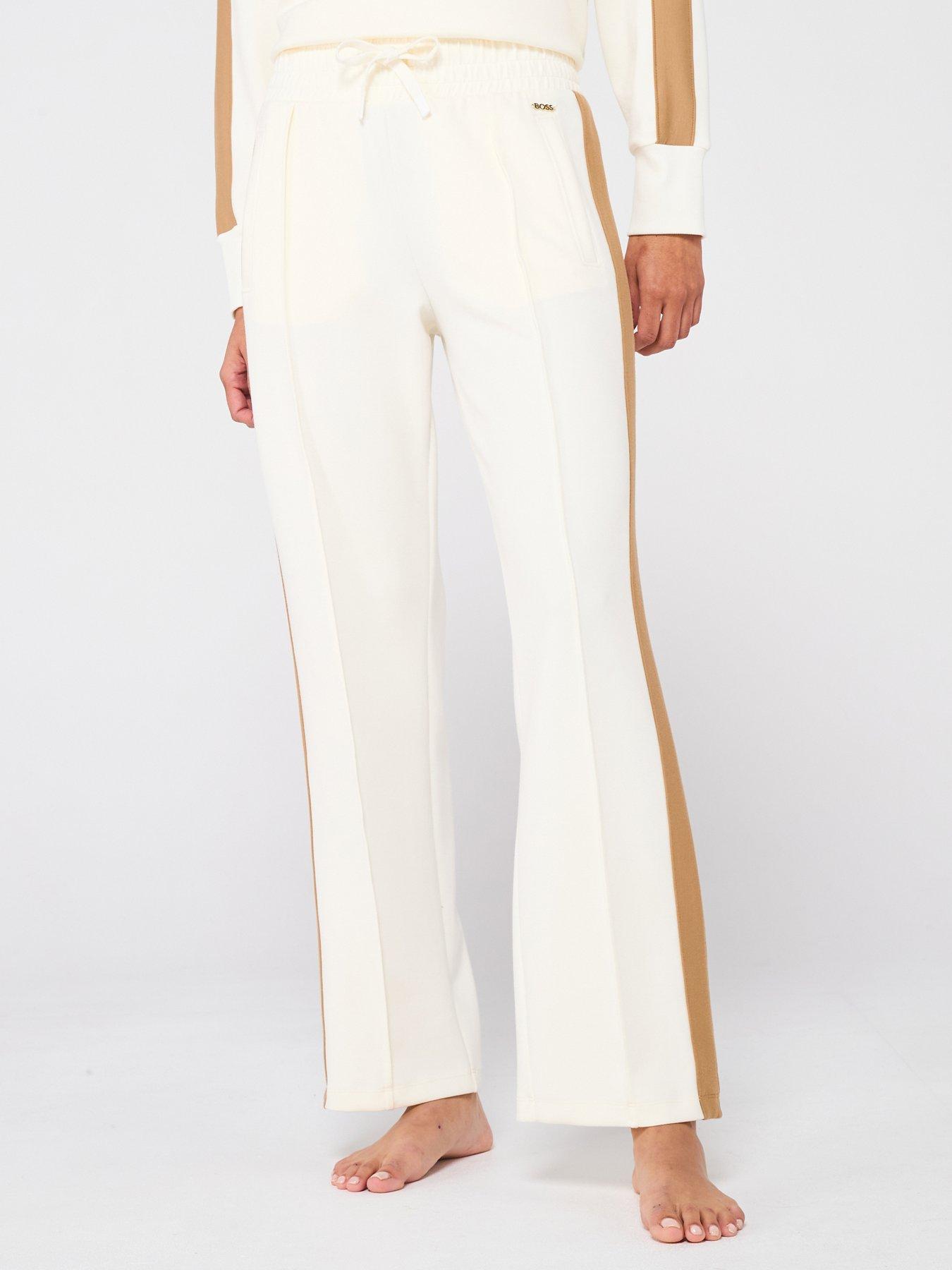 Image 1 of 5 of BOSS Dual Wide Leg Lounge Pants - White
