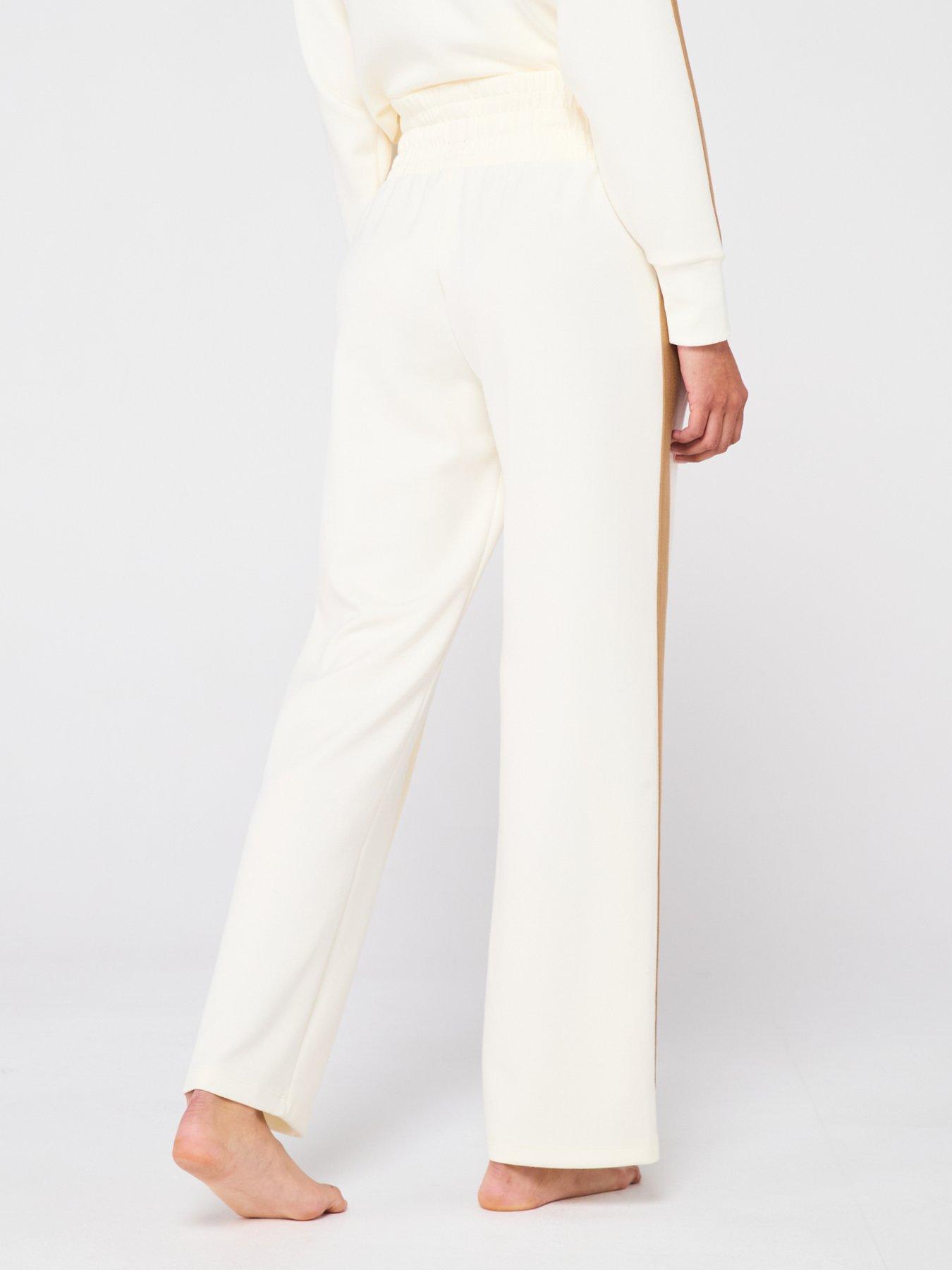 Image 2 of 5 of BOSS Dual Wide Leg Lounge Pants - White