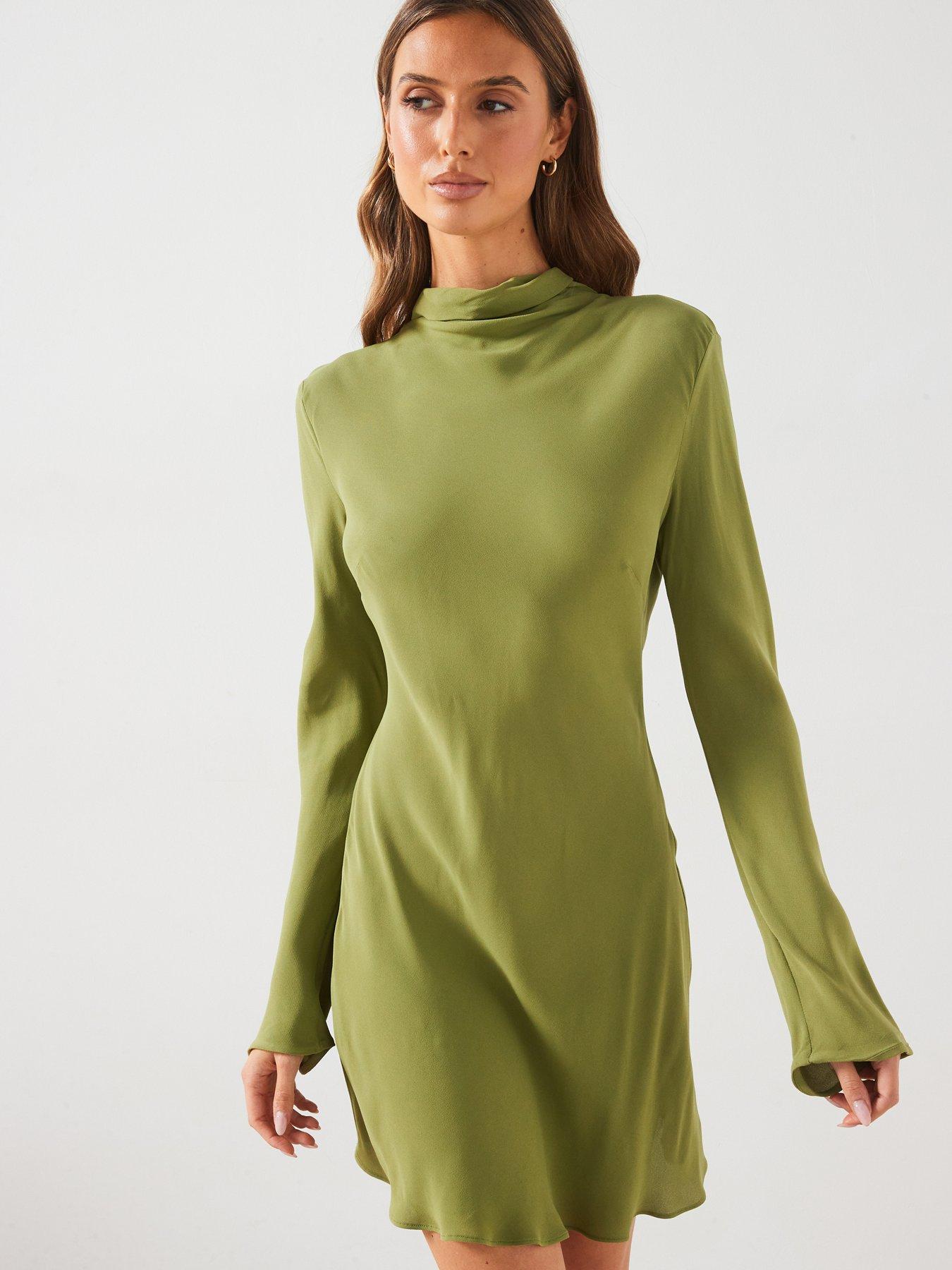 Mango Premium Chiffon Dress - Green | Very