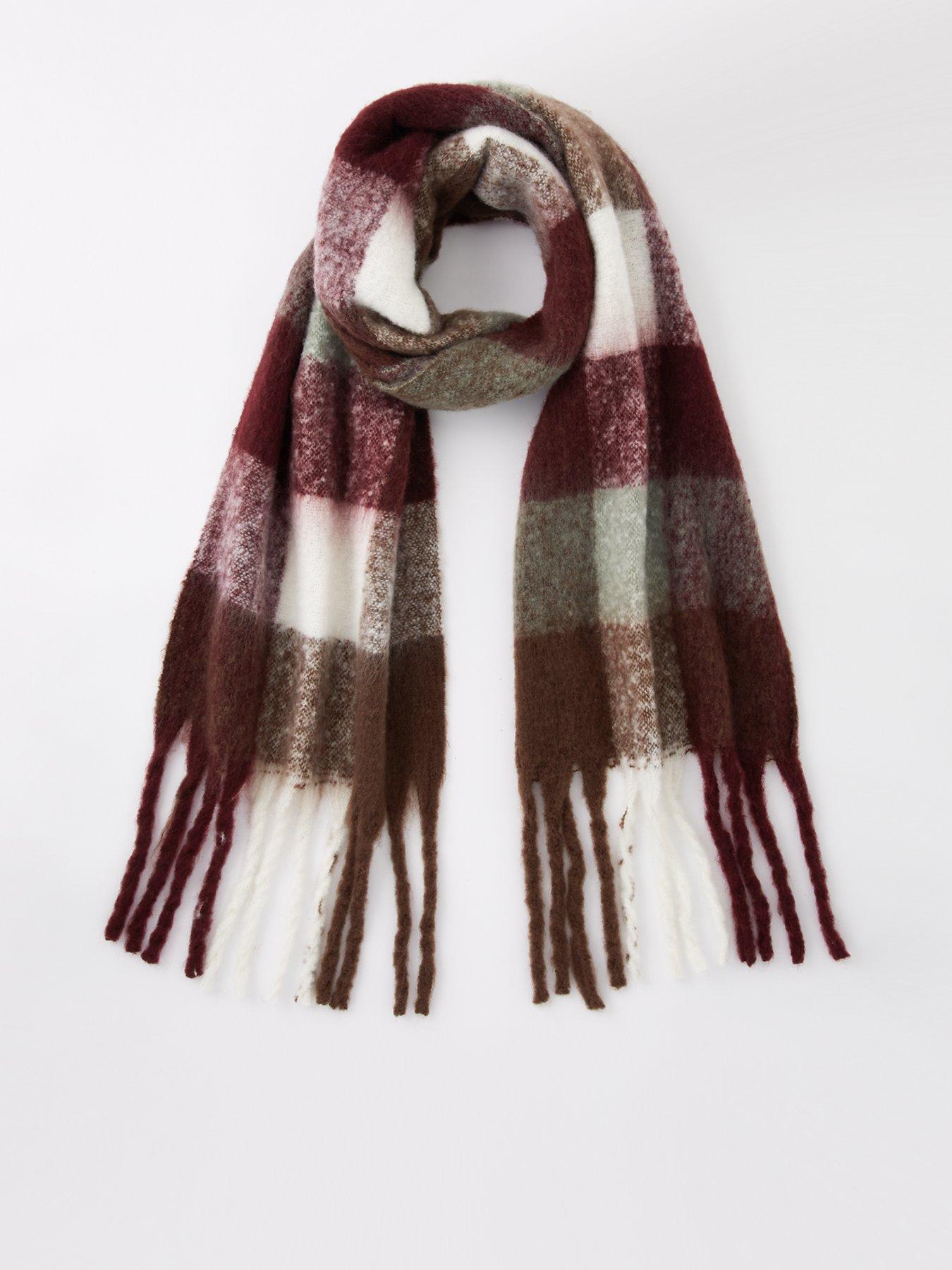 Burgundy Check Scarf