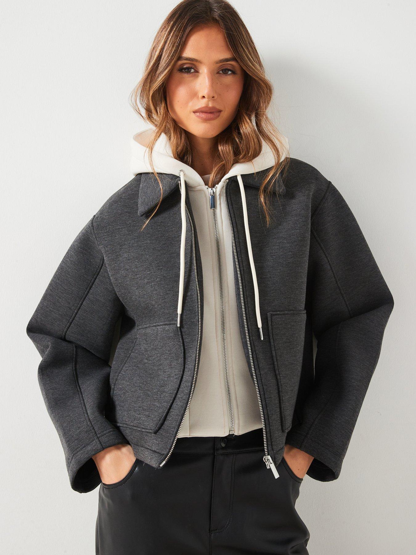 Mango Combined Hooded Jacket - Grey