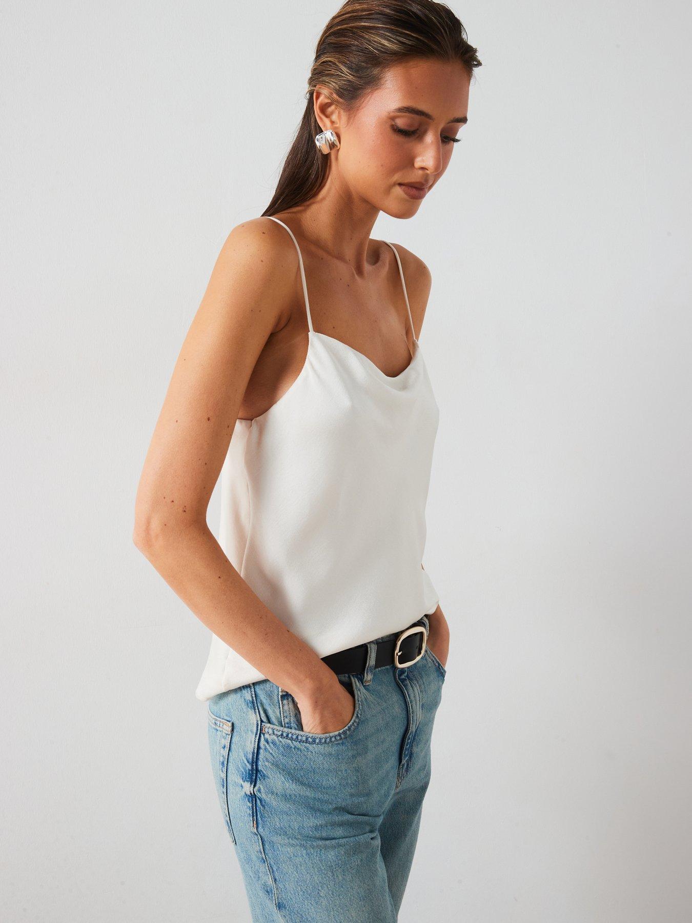 Satin cami top white online