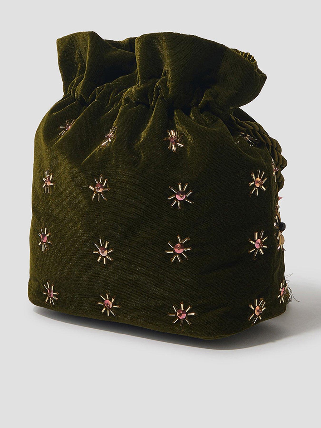 Image 2 of 4 of Monsoon Olive Beaded Tassle Bag