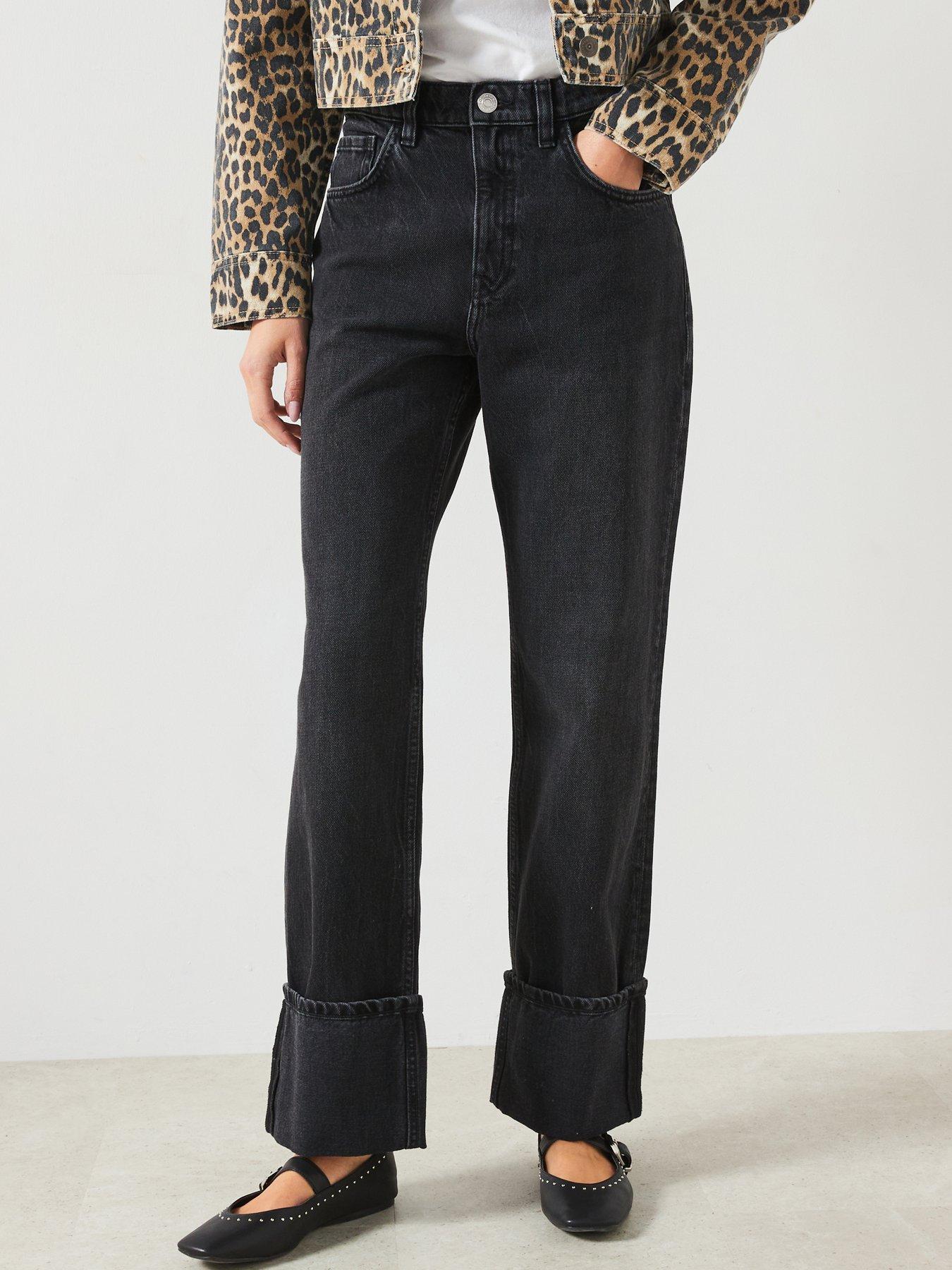 Image 1 of 5 of Mango Turn Up Straight Jean - Black