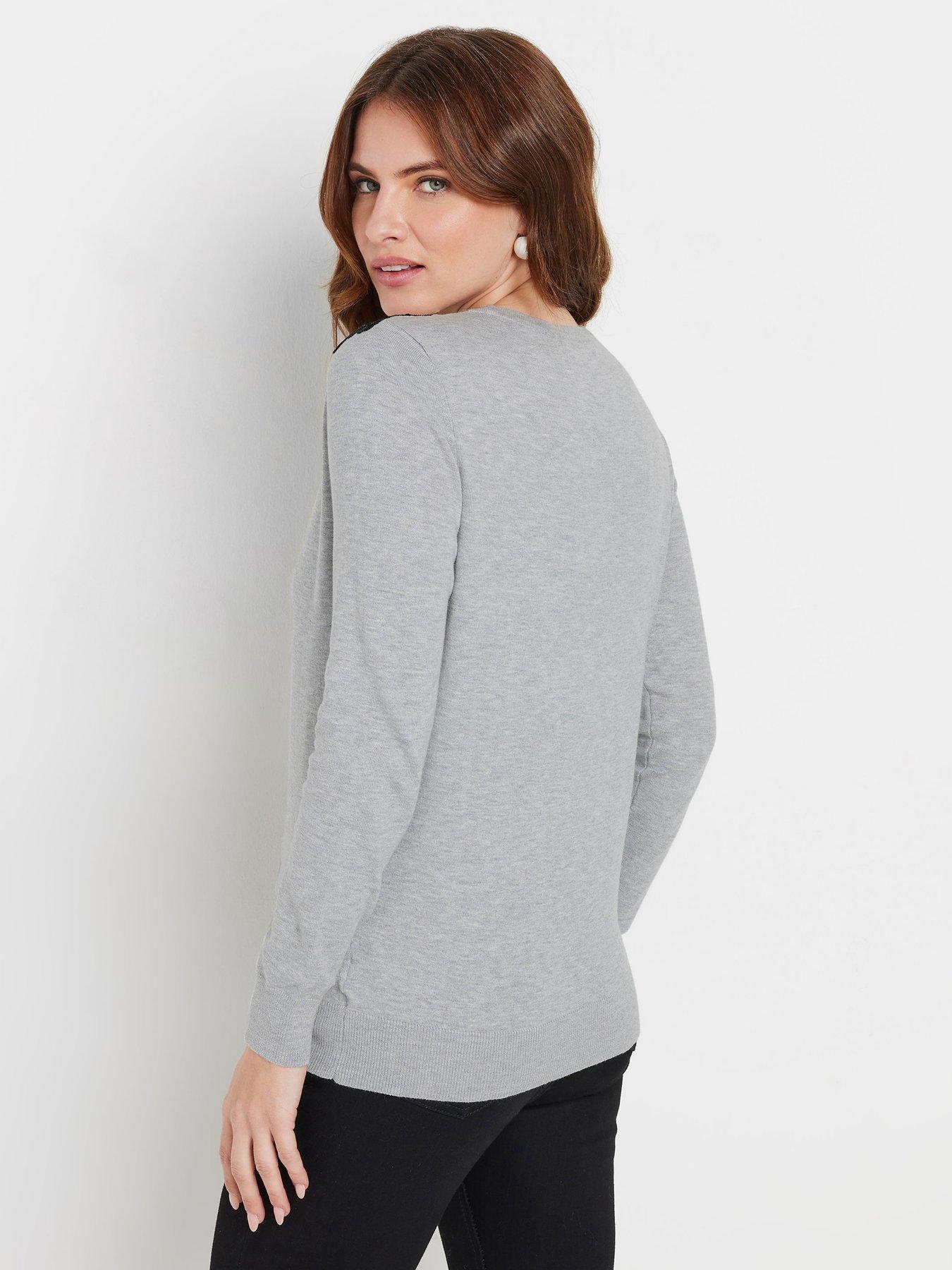 Image 2 of 4 of M&Co Lace Trim Long Sleeve Jumper